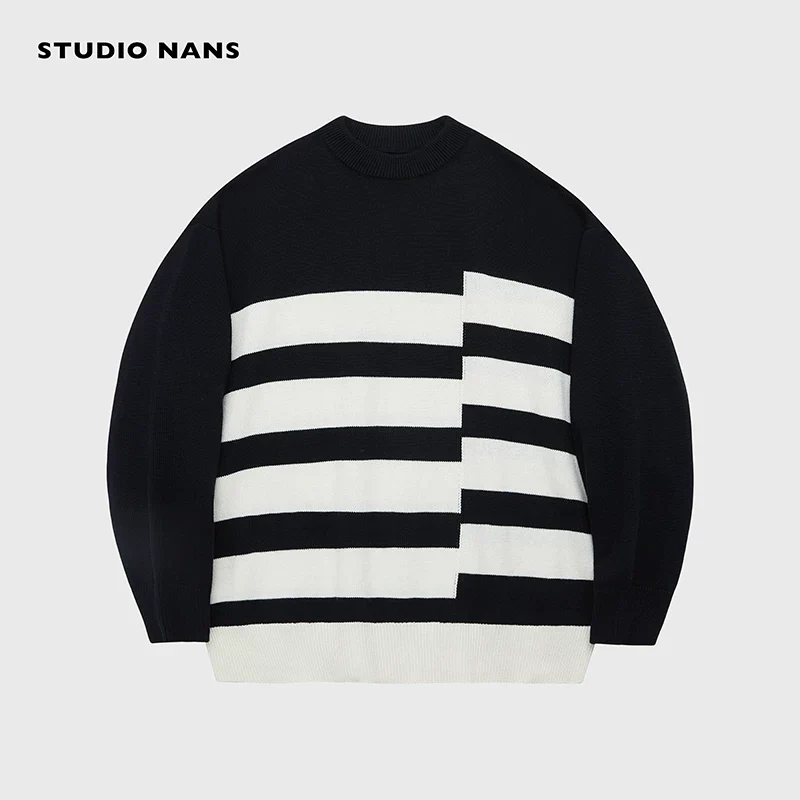 Stepped Stripe Wool-Cotton Crewneck - Image 8