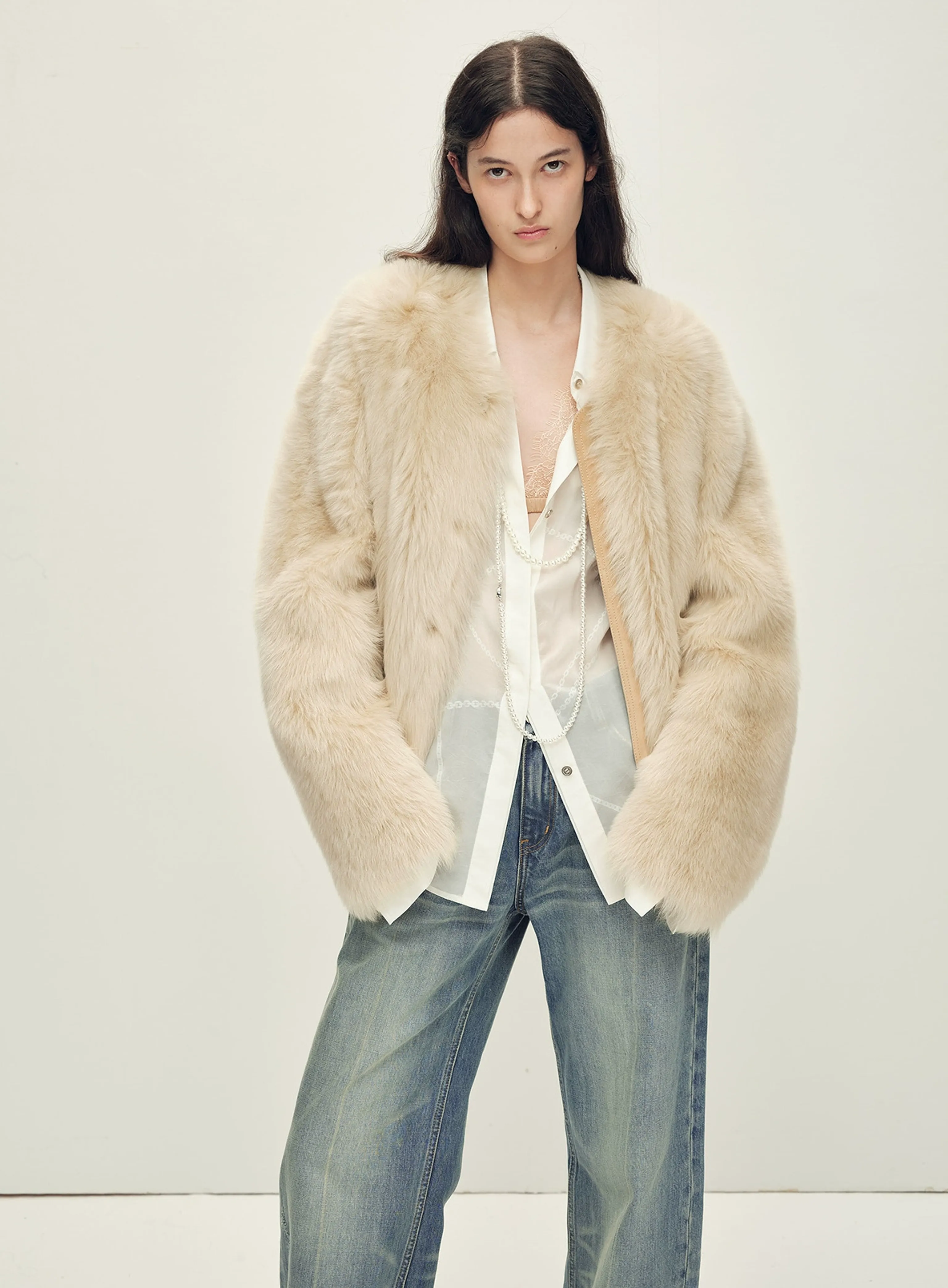 Straight-Hair Toscana Shearling Jacket - Image 3