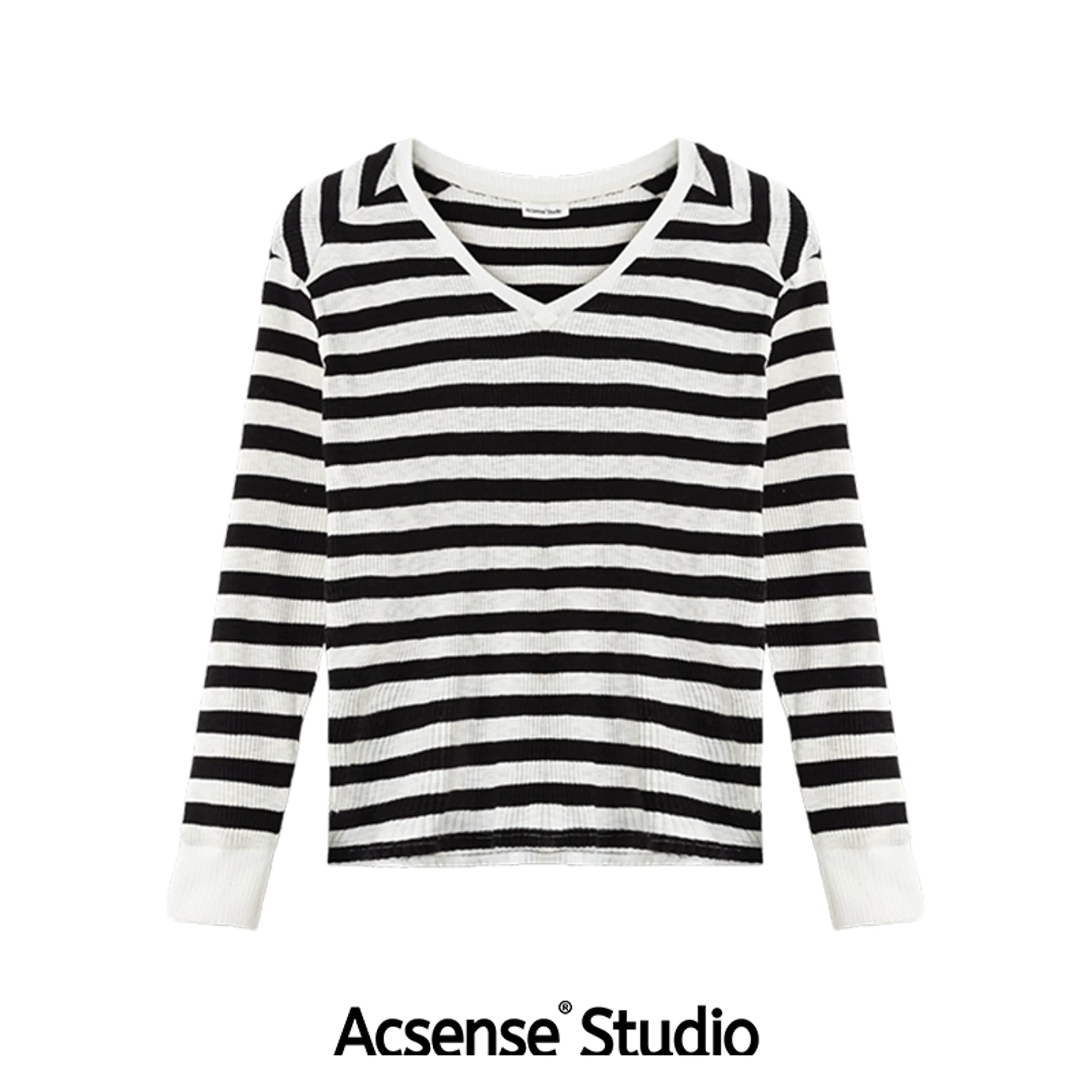 Stretch Waffle V-Neck Long Sleeve Top - Image 6