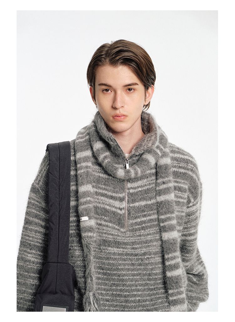 Striped Alpaca Turtleneck Sweater - Image 2