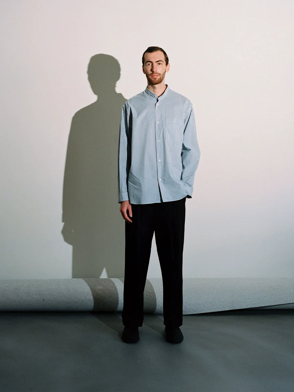 Striped Band-Collar Shirt - Image 2