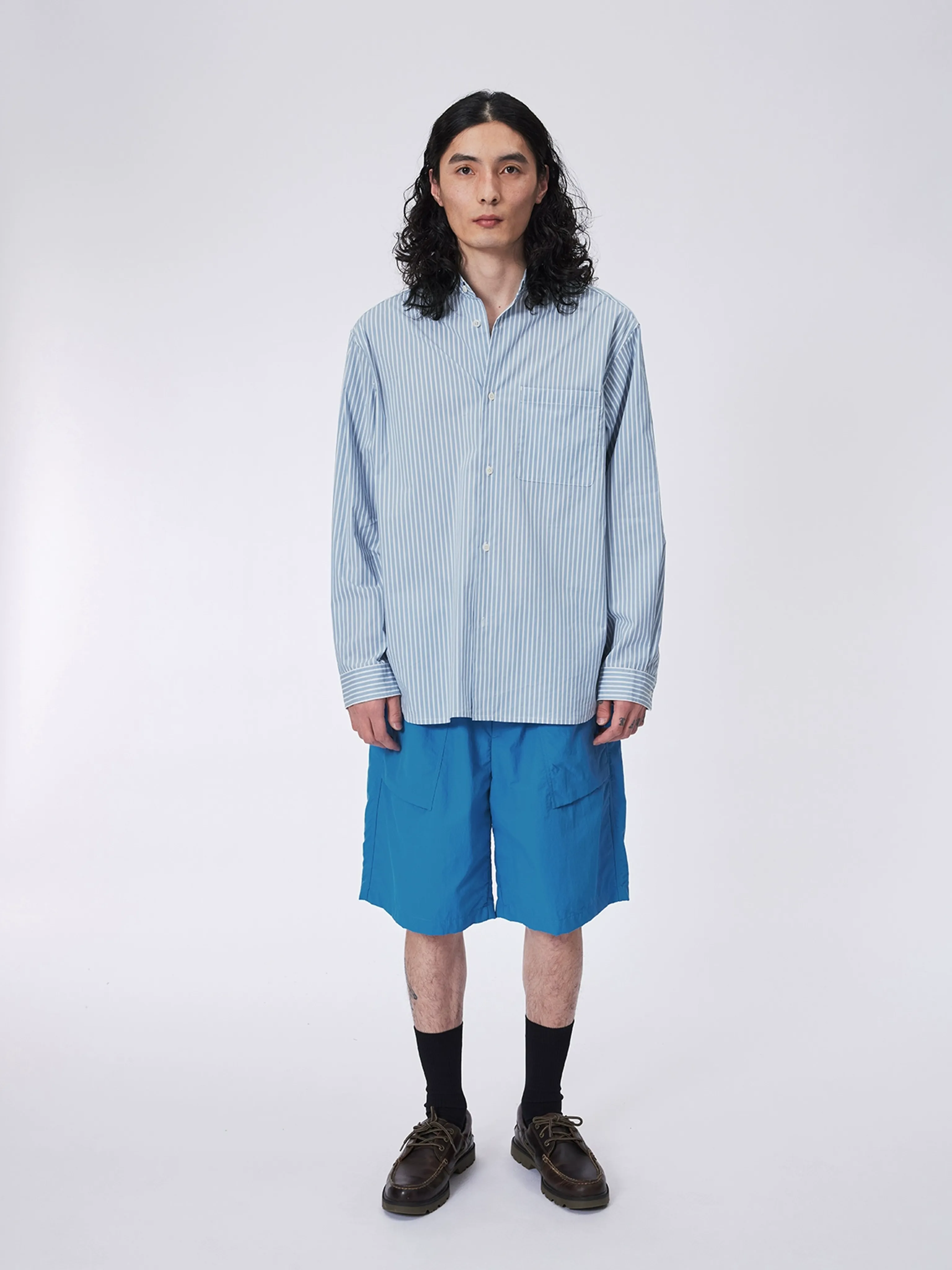Striped Band-Collar Shirt - Image 6