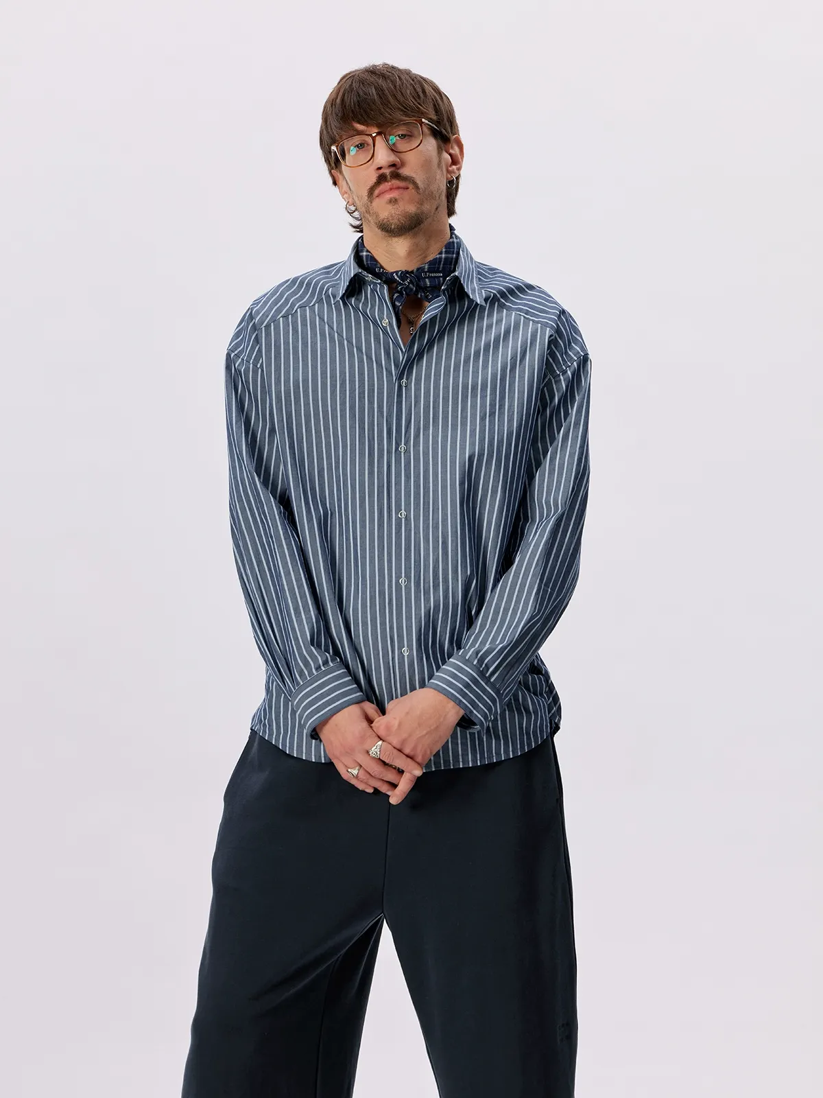 Striped Cotton Cross-Yoke Shirt - Image 7
