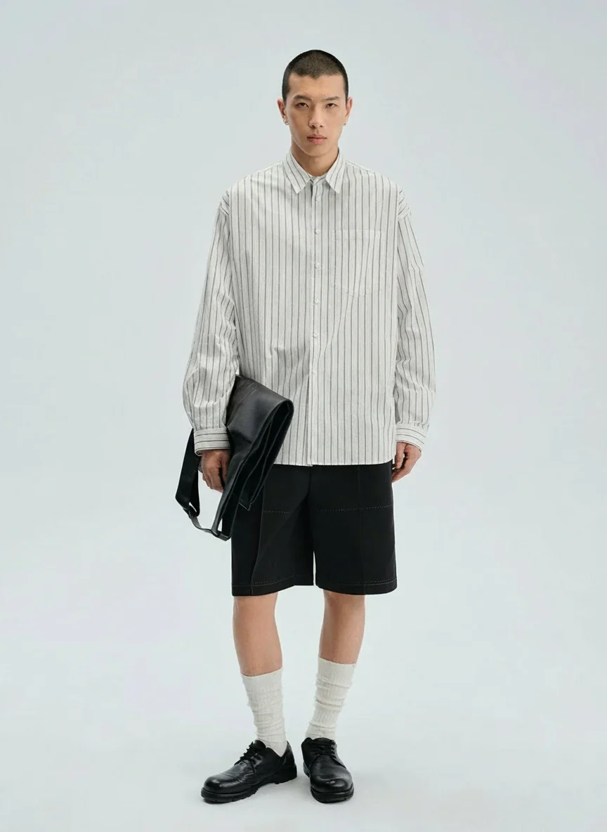 Striped Cotton Long-Sleeve Shirt - Image 2