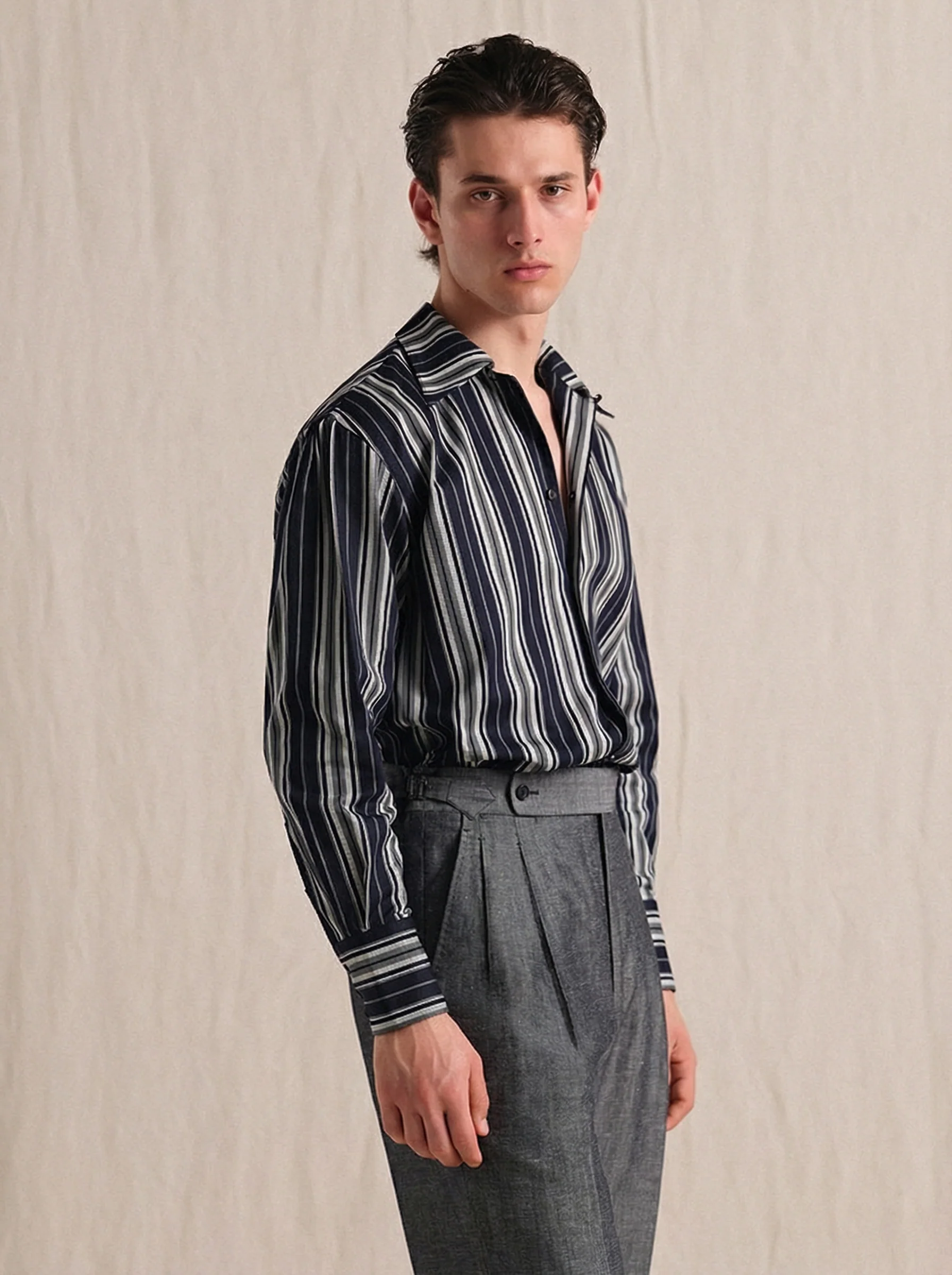 Striped Cuban-Collar Cotton Shirt - Image 2