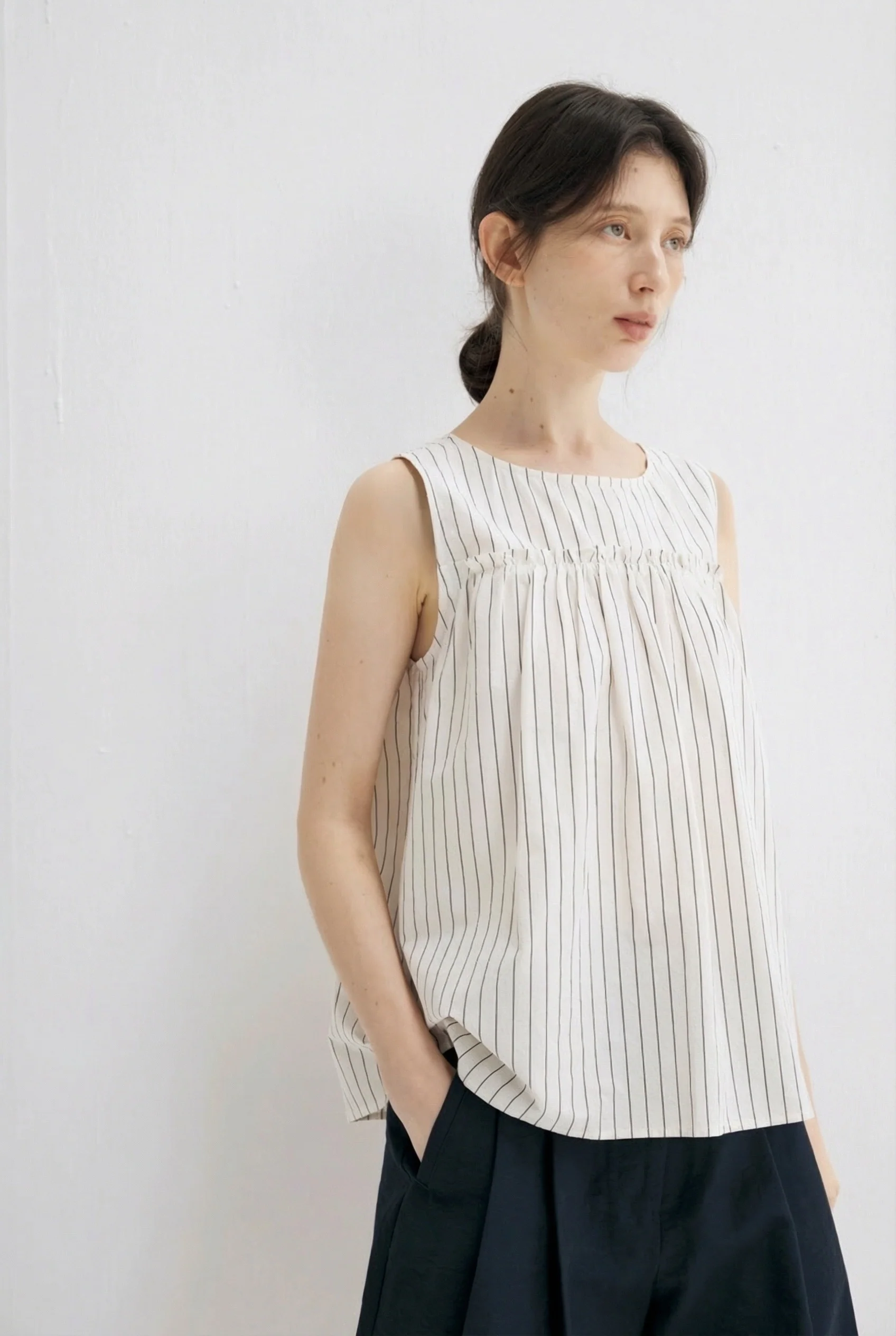 Striped Gathered Tank - Image 2