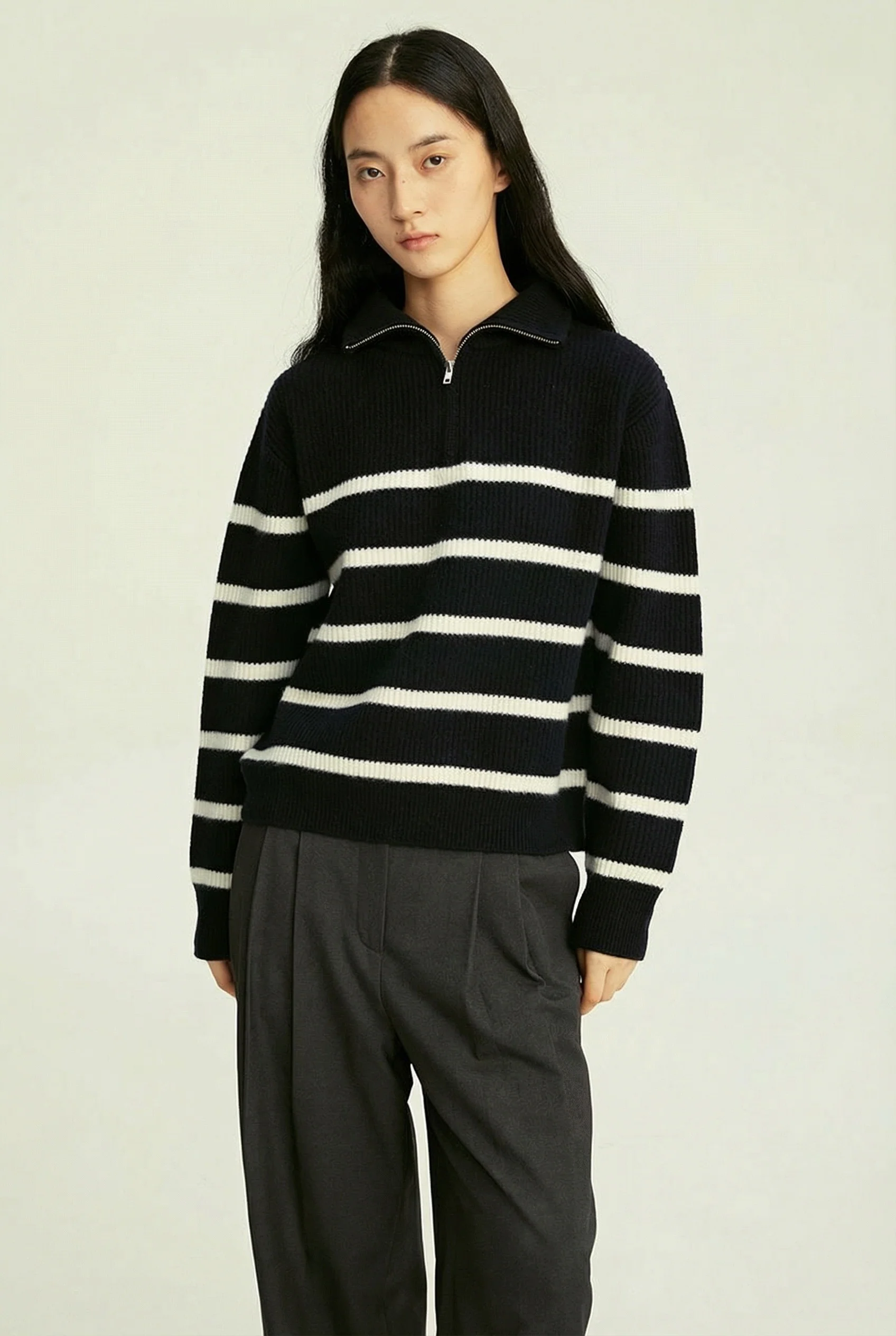 Striped Half-Zip Sweater - Image 4