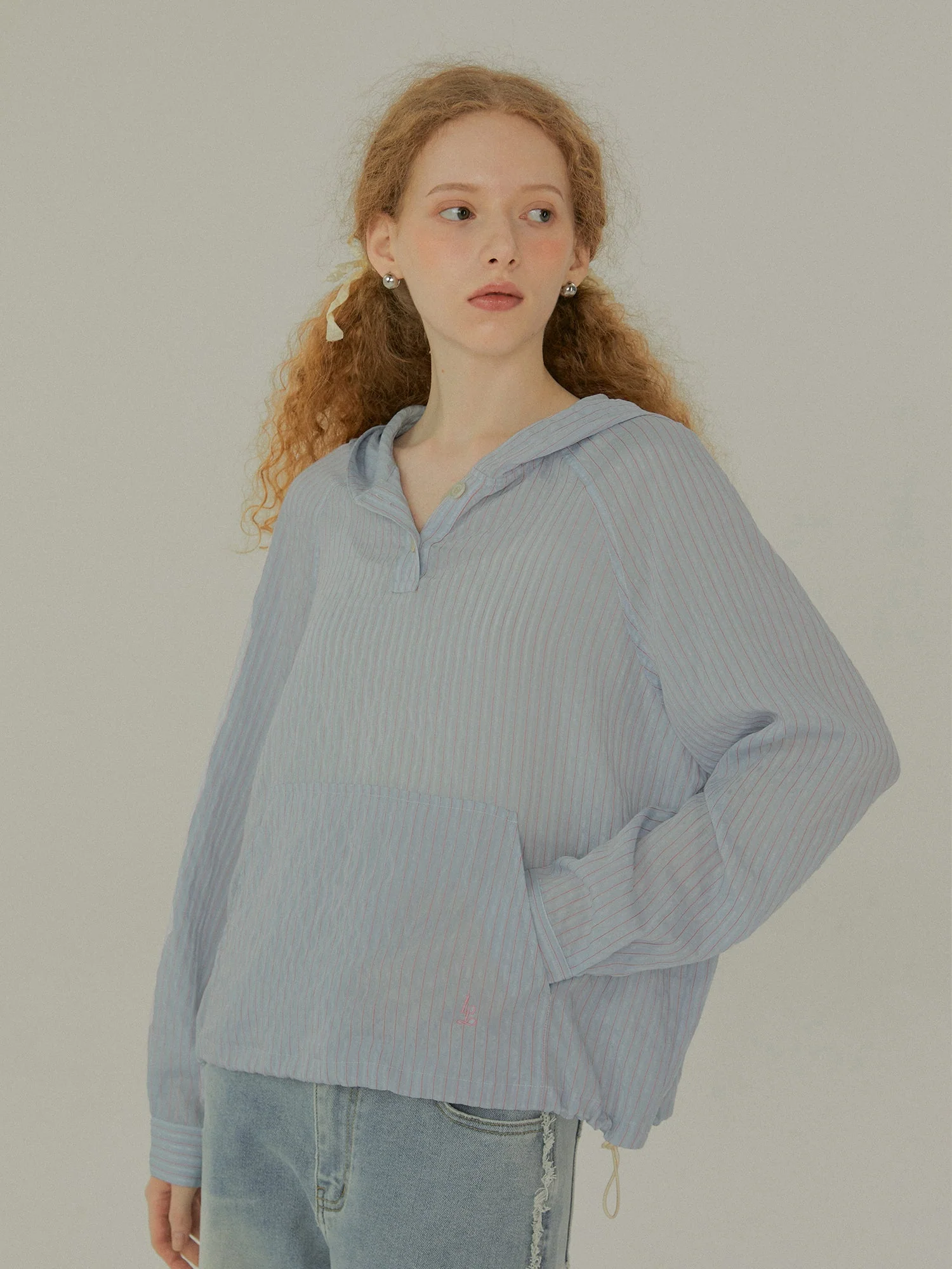 Striped Hooded Blouse - Image 4