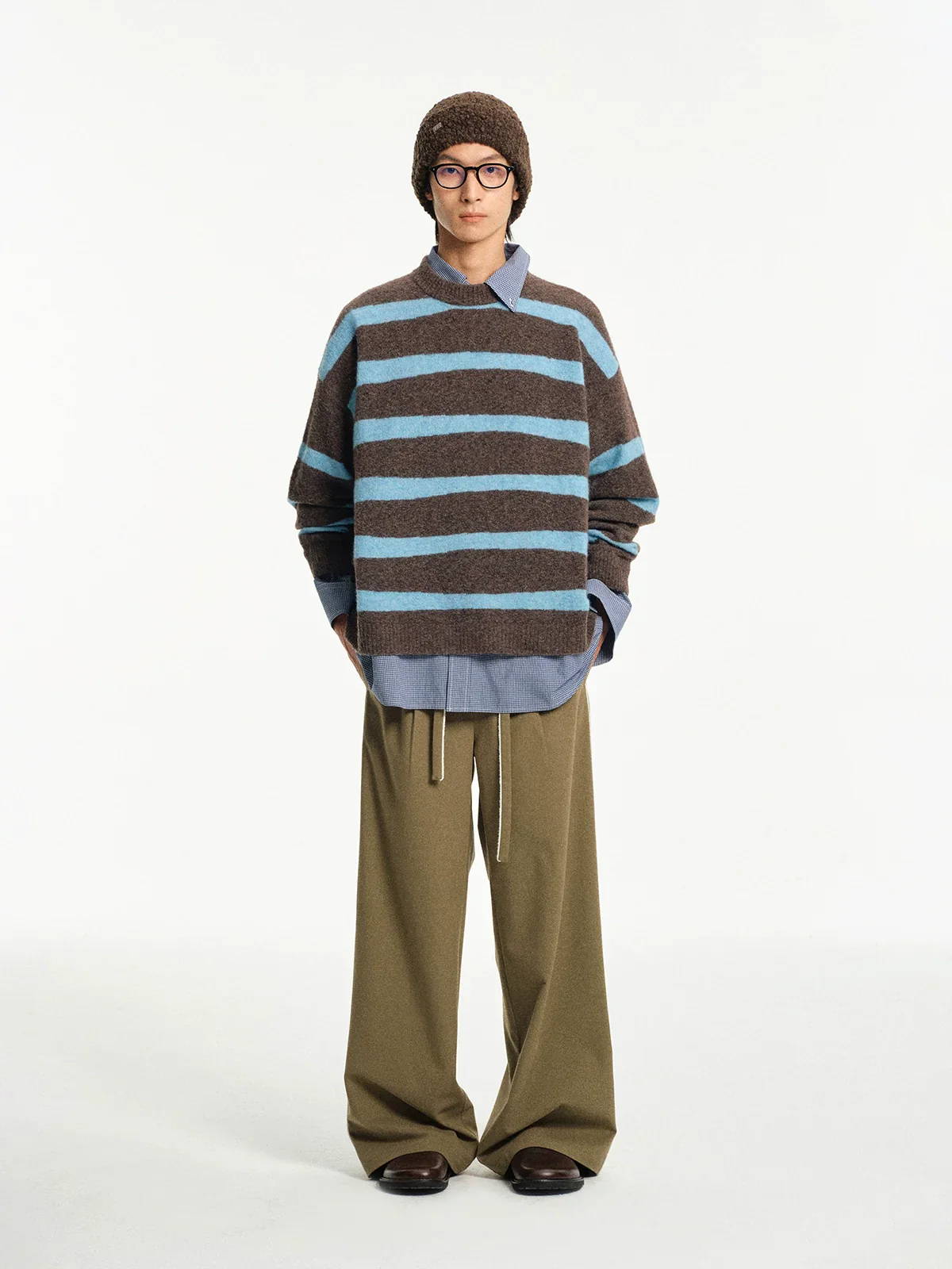 Striped Intarsia Crew Neck Sweater - Image 3