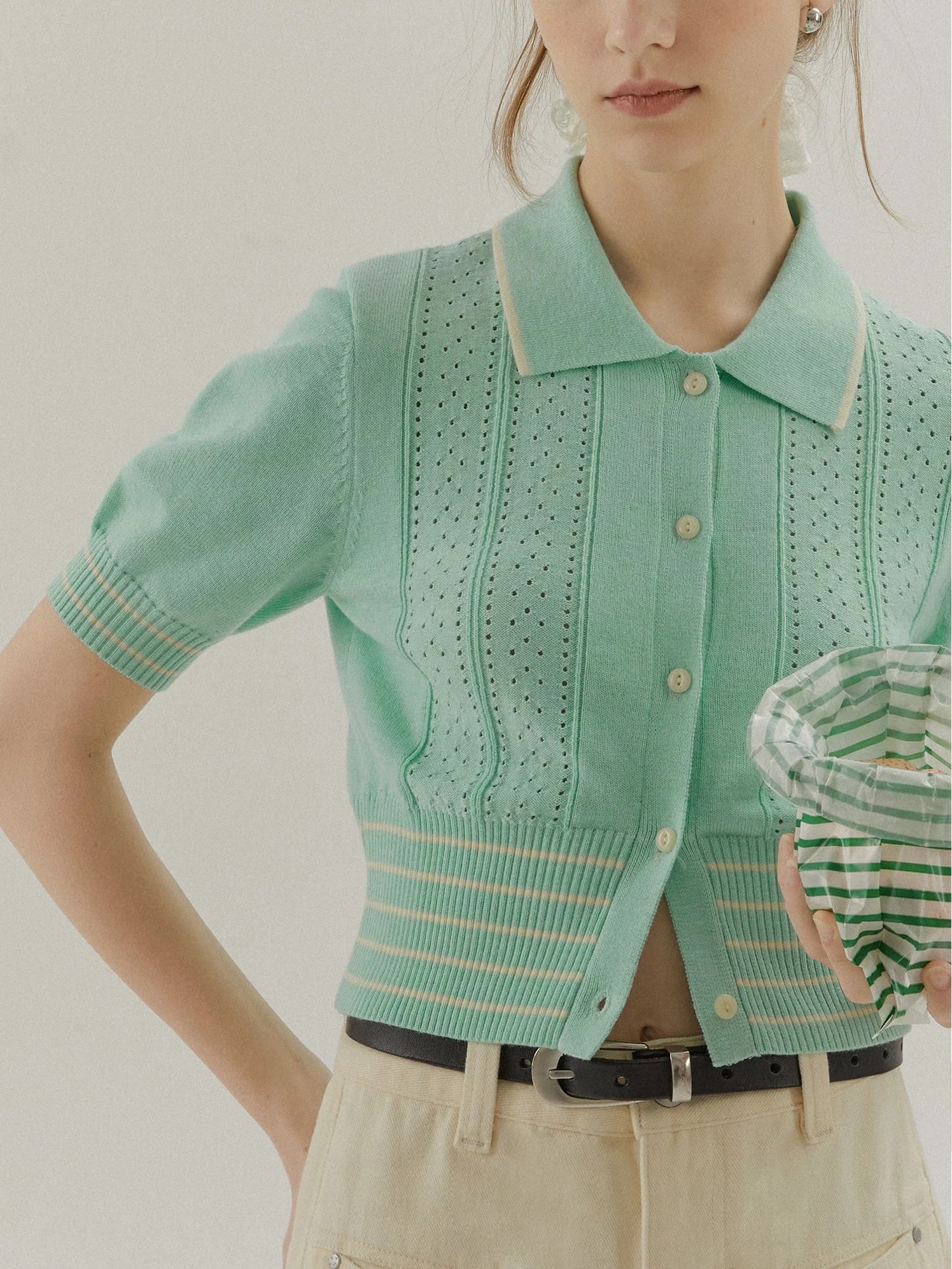 Striped Knit Cardigan - Image 4