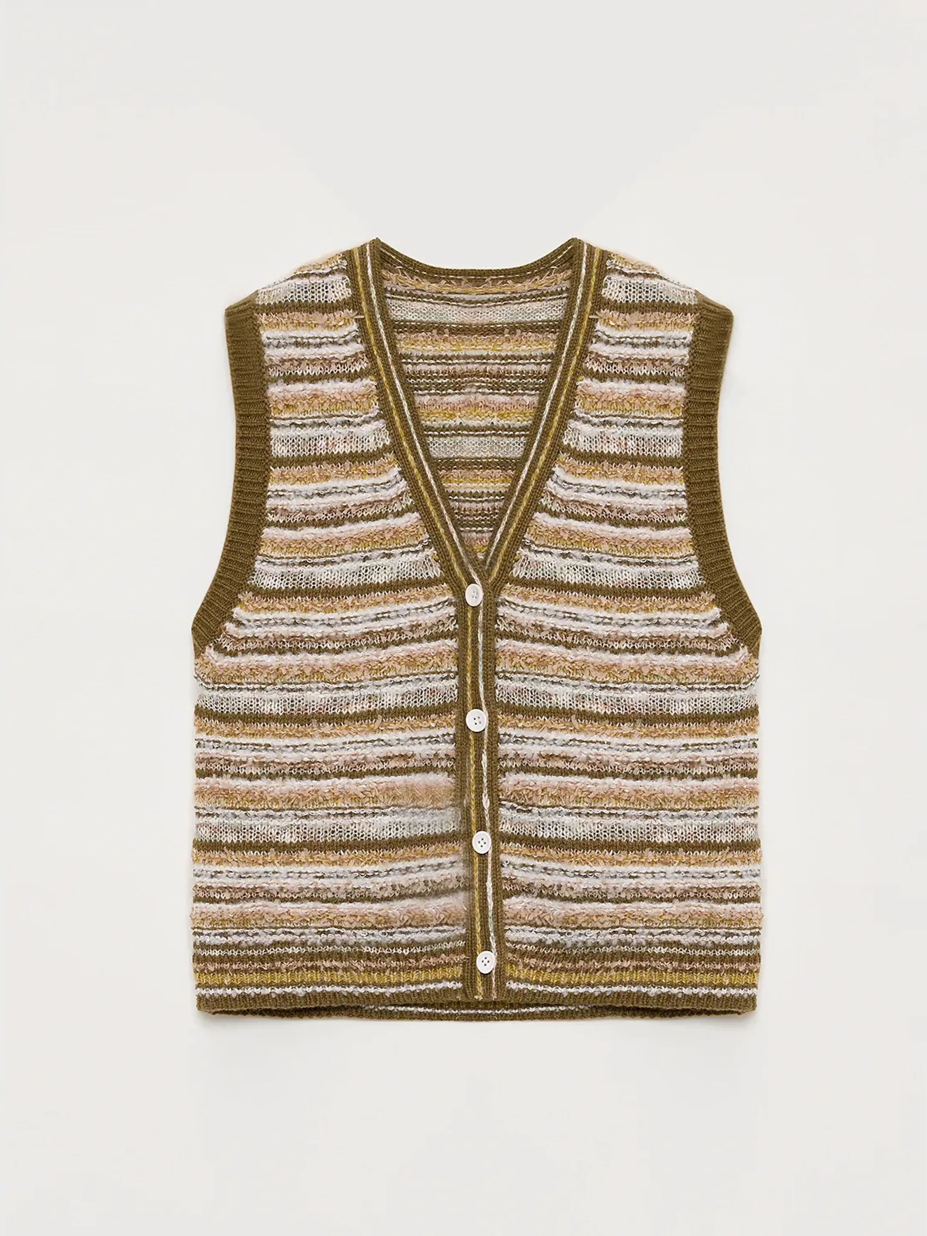 Striped Knit Cardigan Vest - Image 7