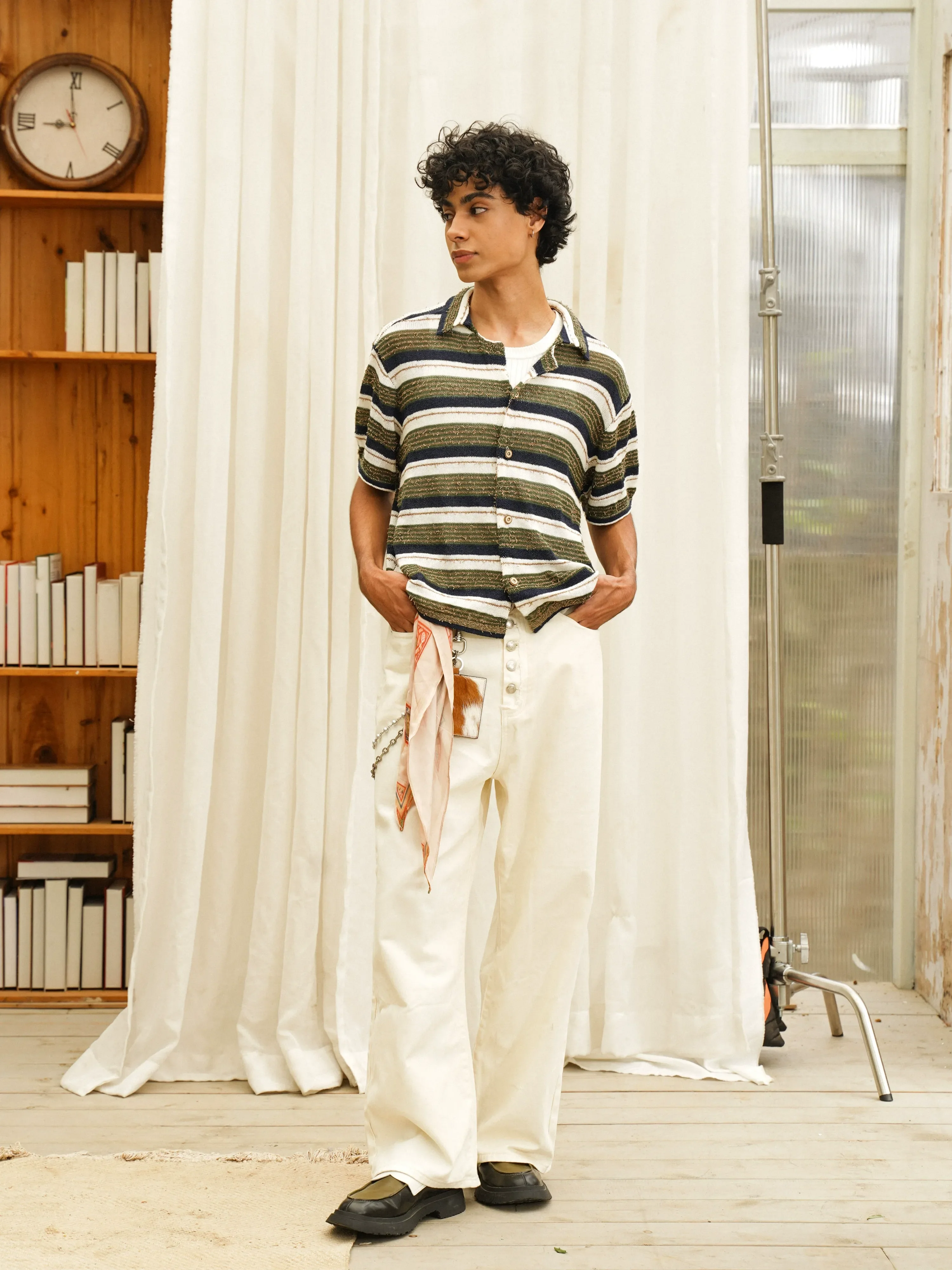 Striped Knit Short Sleeve Shirt - Image 7