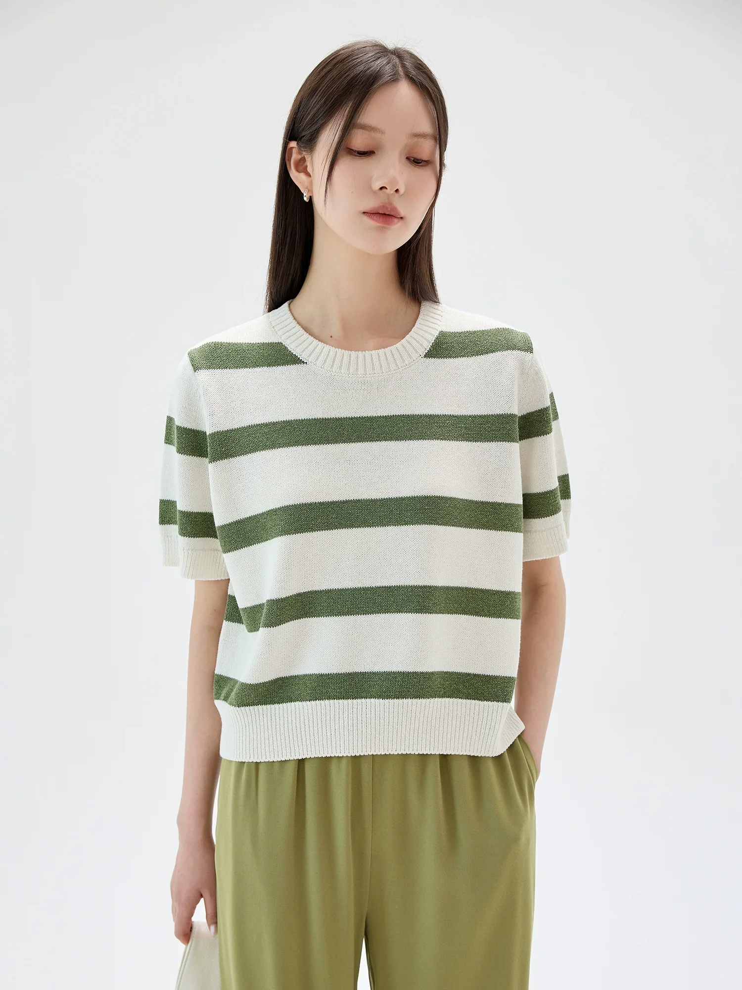 Striped Knit Short-Sleeve Sweater - Image 4