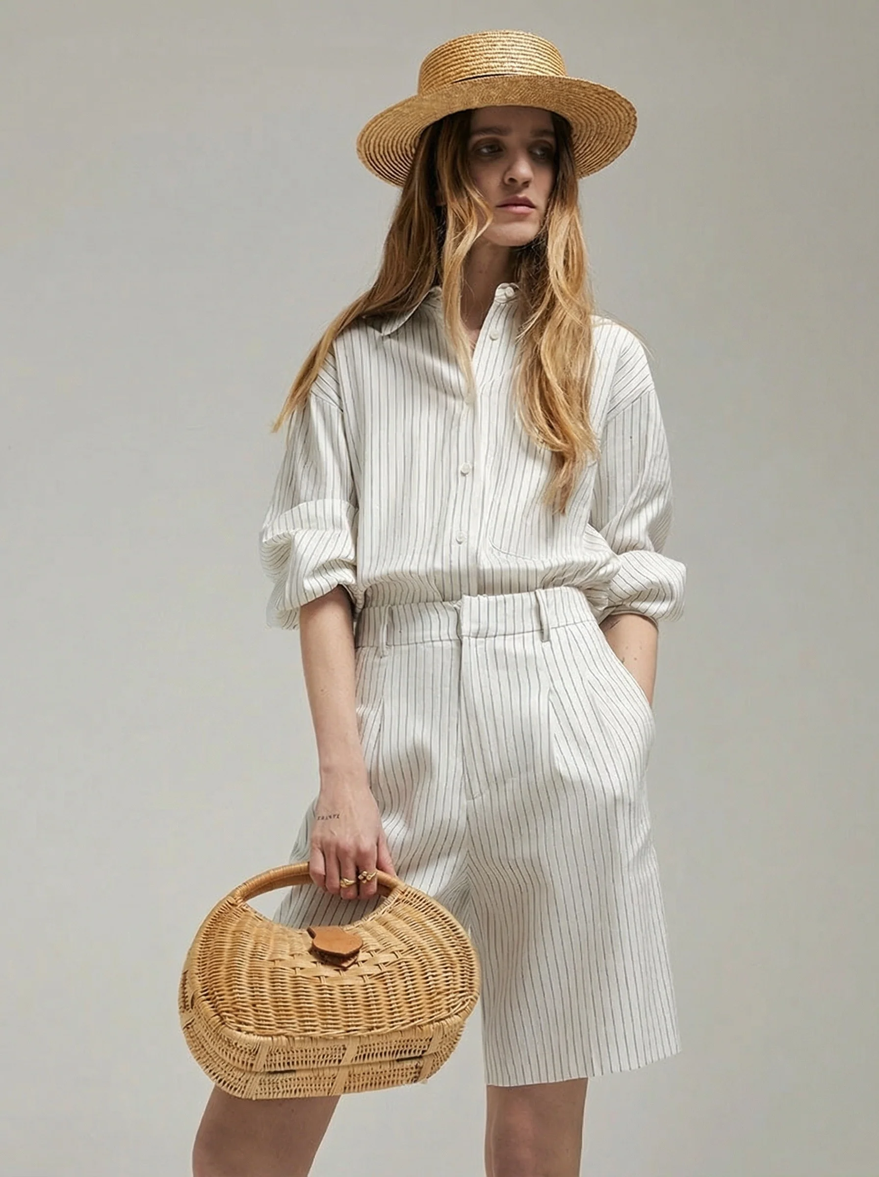 Striped Linen Shirt & Shorts Set - Image 11