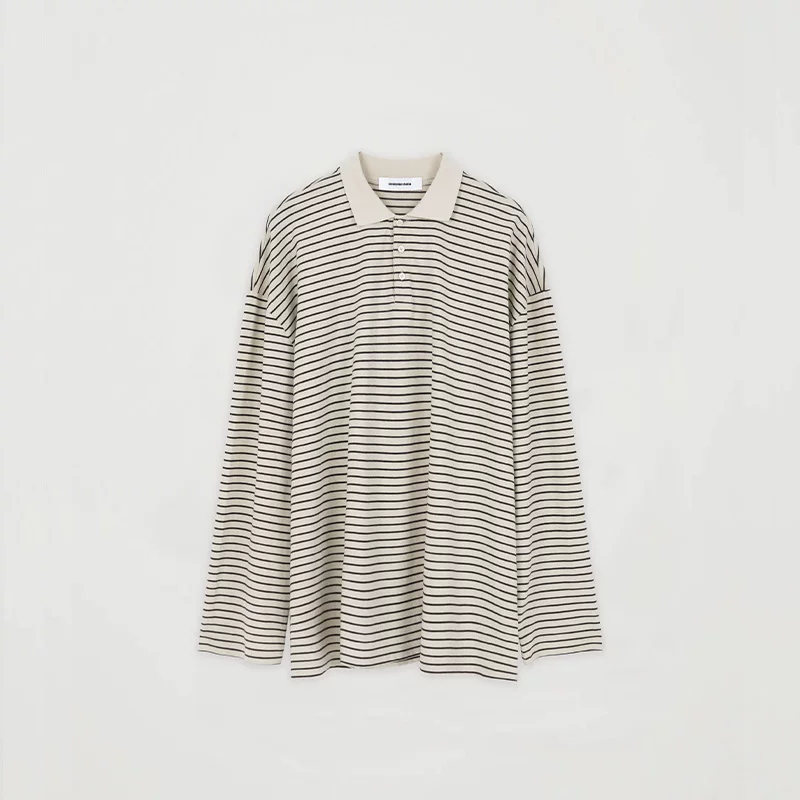 Striped Long-Sleeve Knit Polo - Image 5