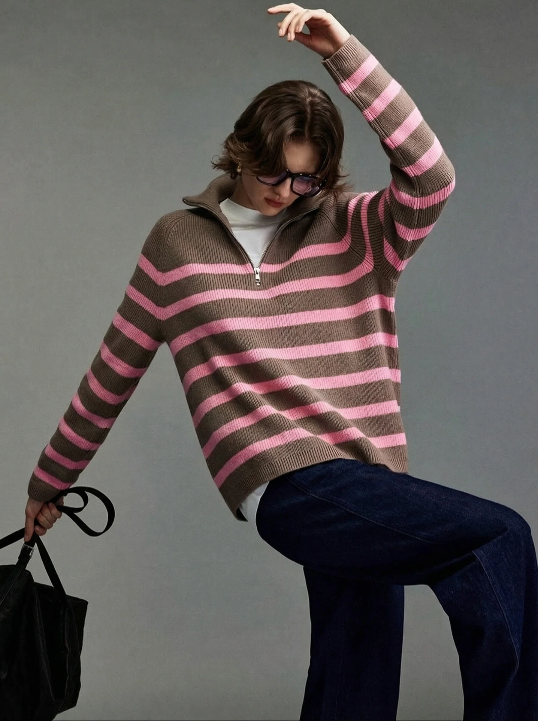 Striped Merino Half-Zip Sweater - Image 3