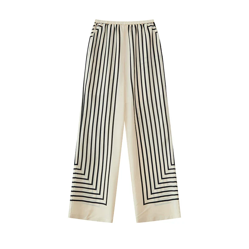 Striped Mulberry Silk Top & Wrap Skirt Set - Image 9