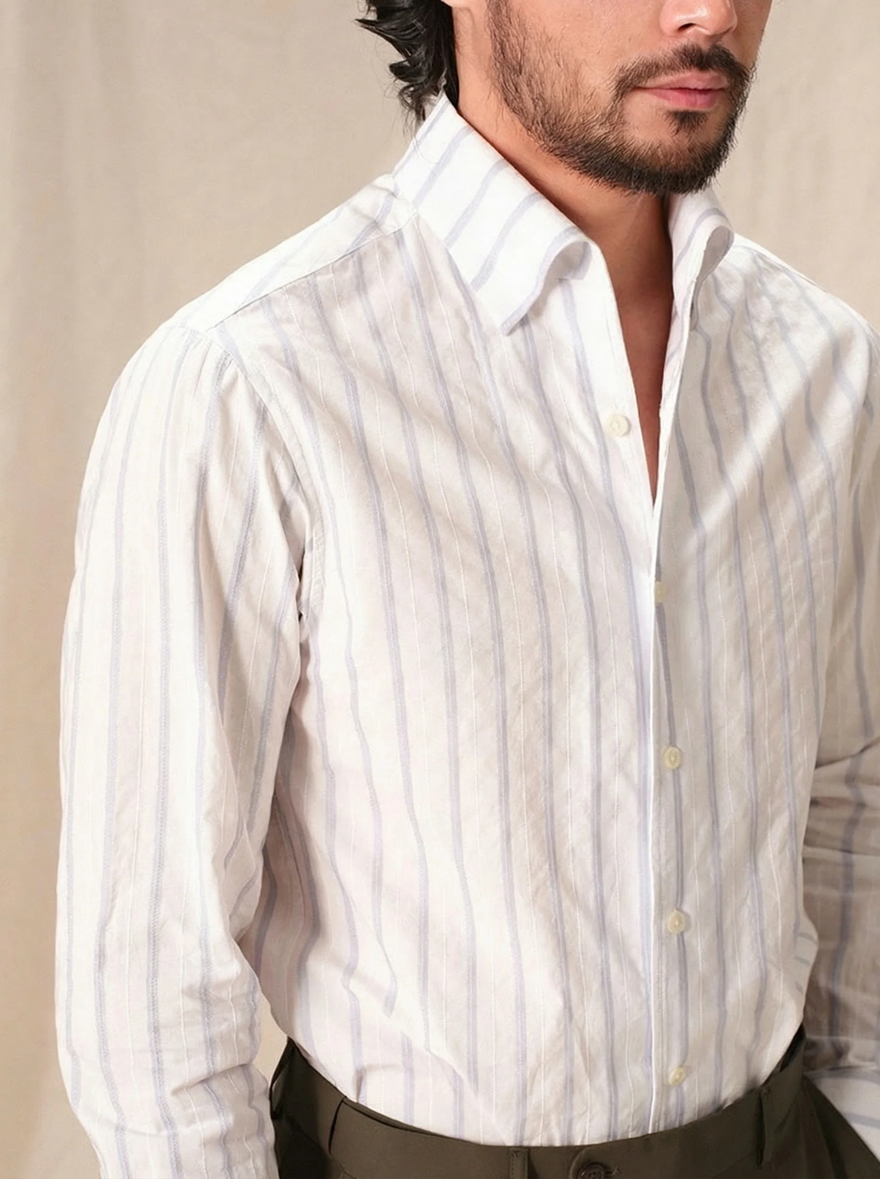 Striped One-Piece Collar Shirt