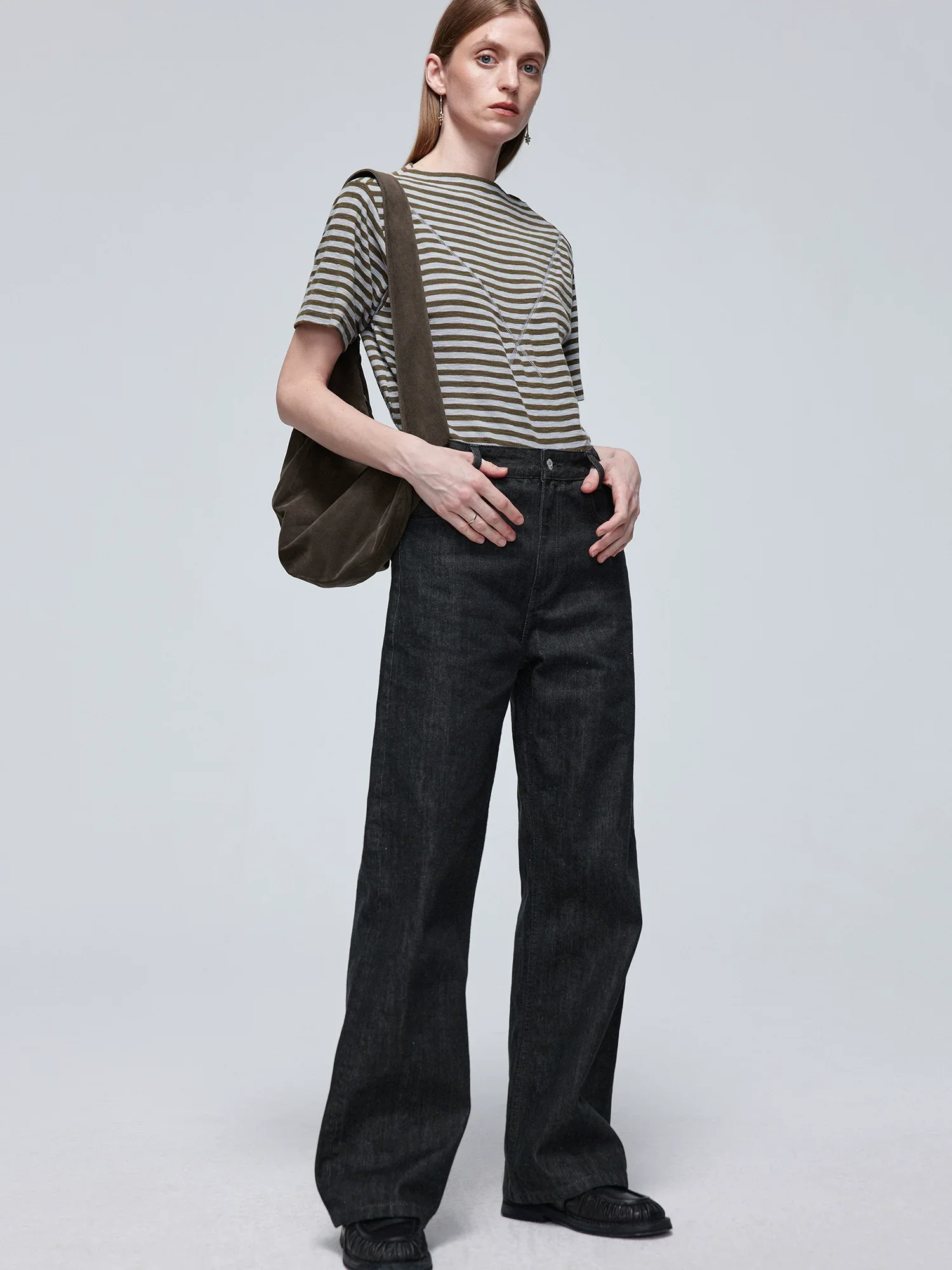 Striped Seam-Detail Tee - Image 2