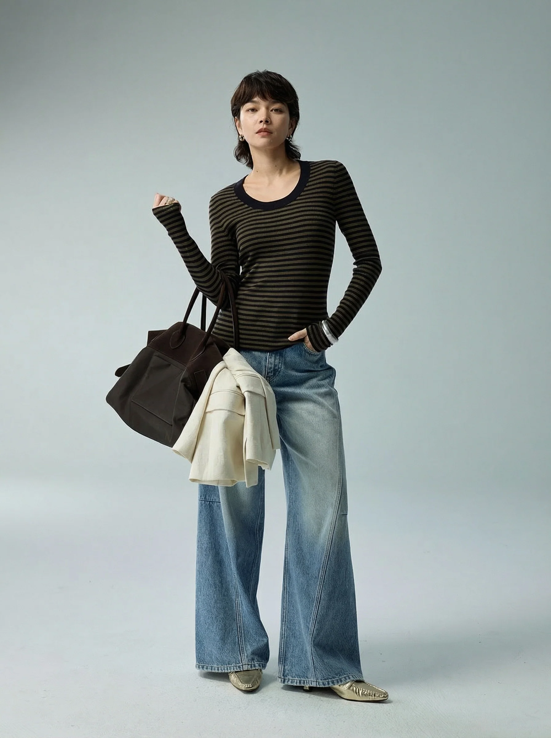 Striped U-Neck Top - Image 2
