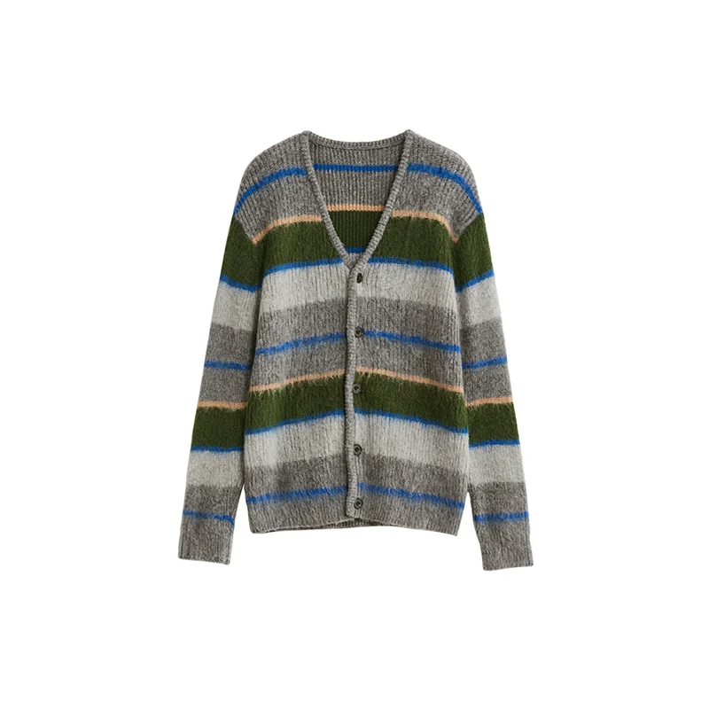 Striped V-Neck Cardigan - Image 5