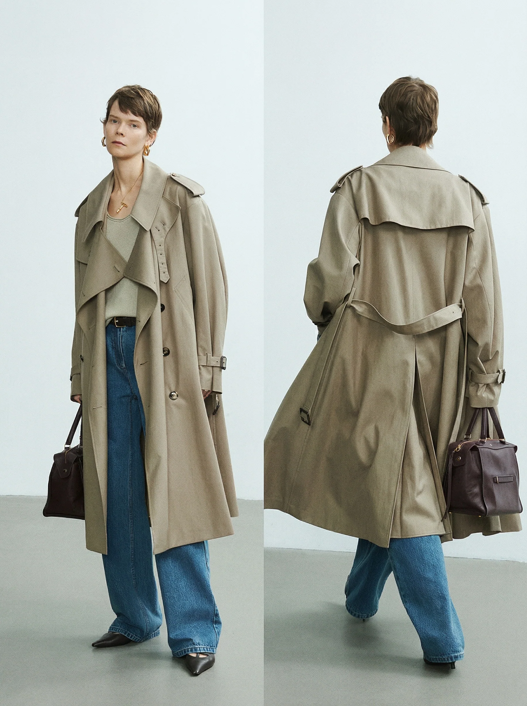 Strong-Twist Wool-Cotton Windbreaker Coat - Image 5