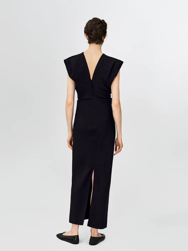 Structured V-Neck Maxi Dress - Image 3