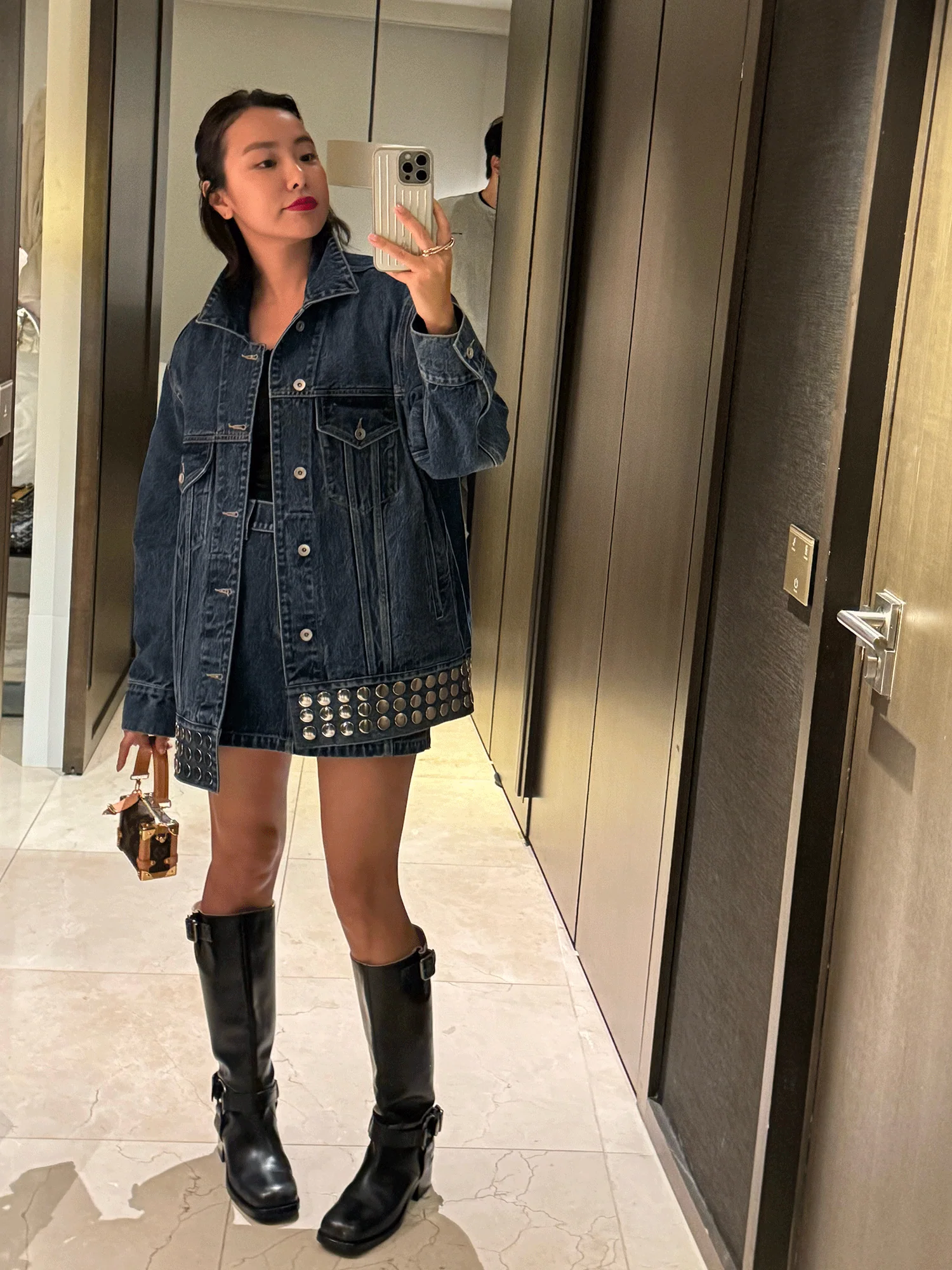 Studded Denim Jacket & Cargo Mini Skirt - Image 4