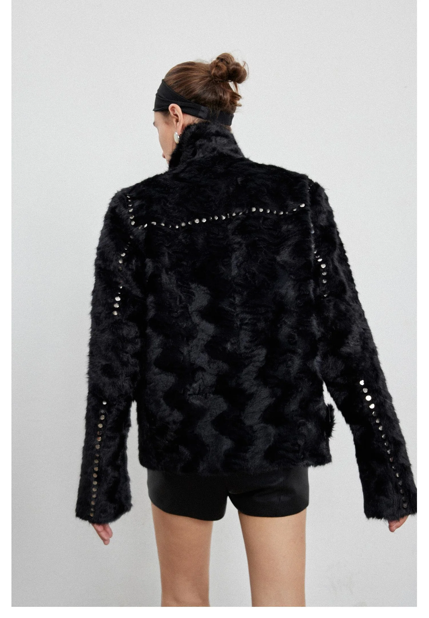 Studded Eco-Fur Jacket - Image 6