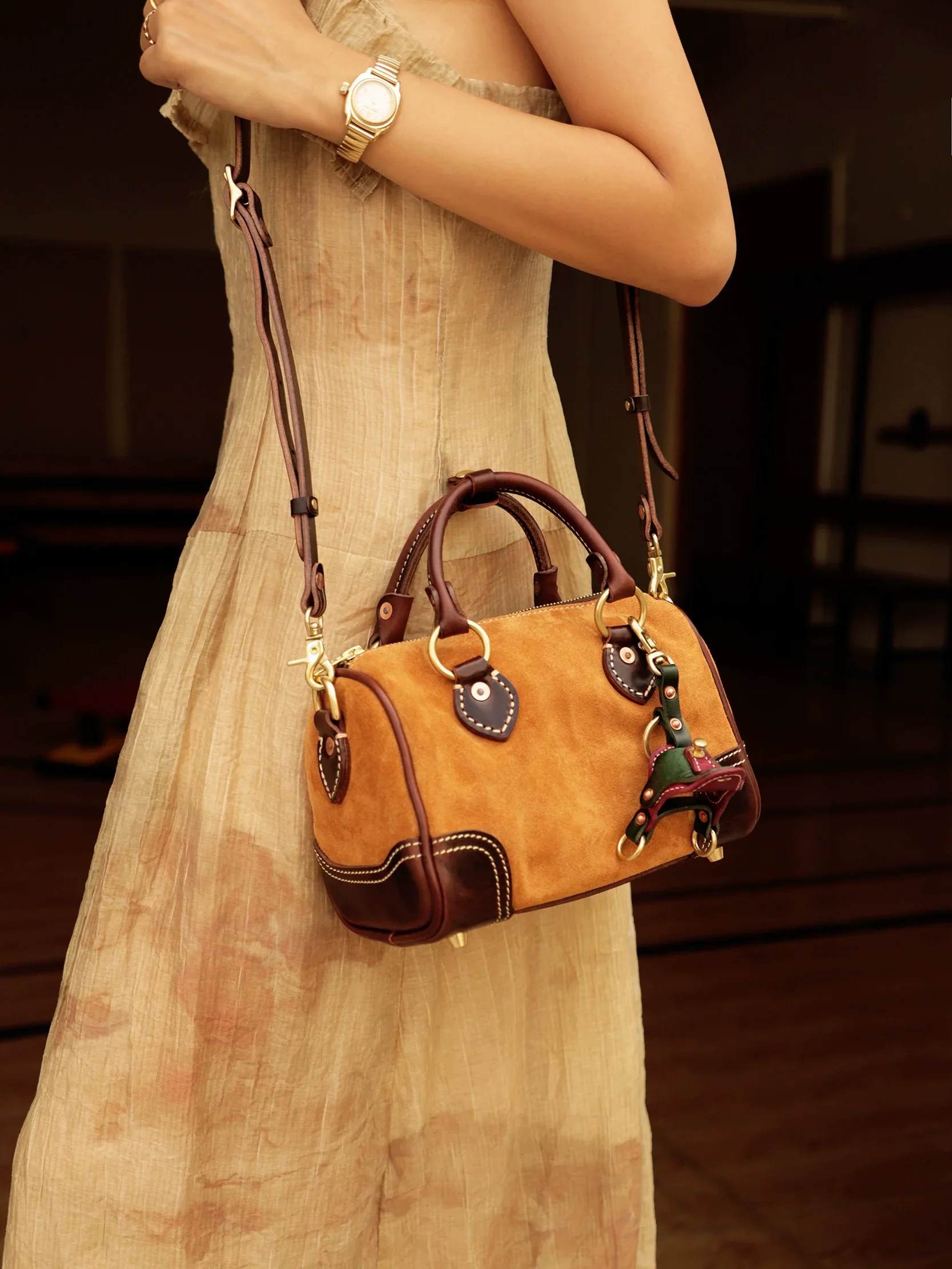 Suede Boston Satchel - Image 2