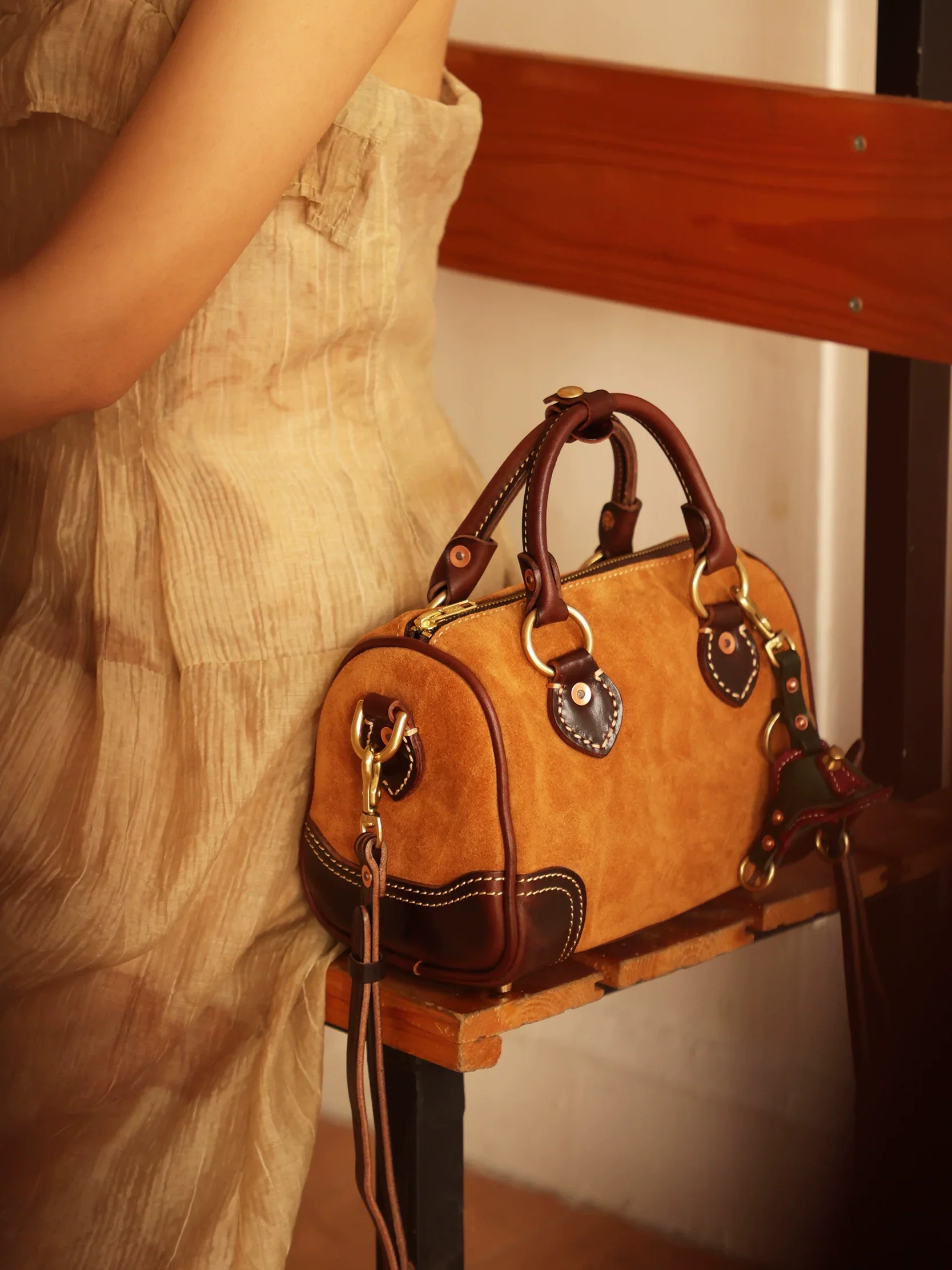 Suede Boston Satchel - Image 3