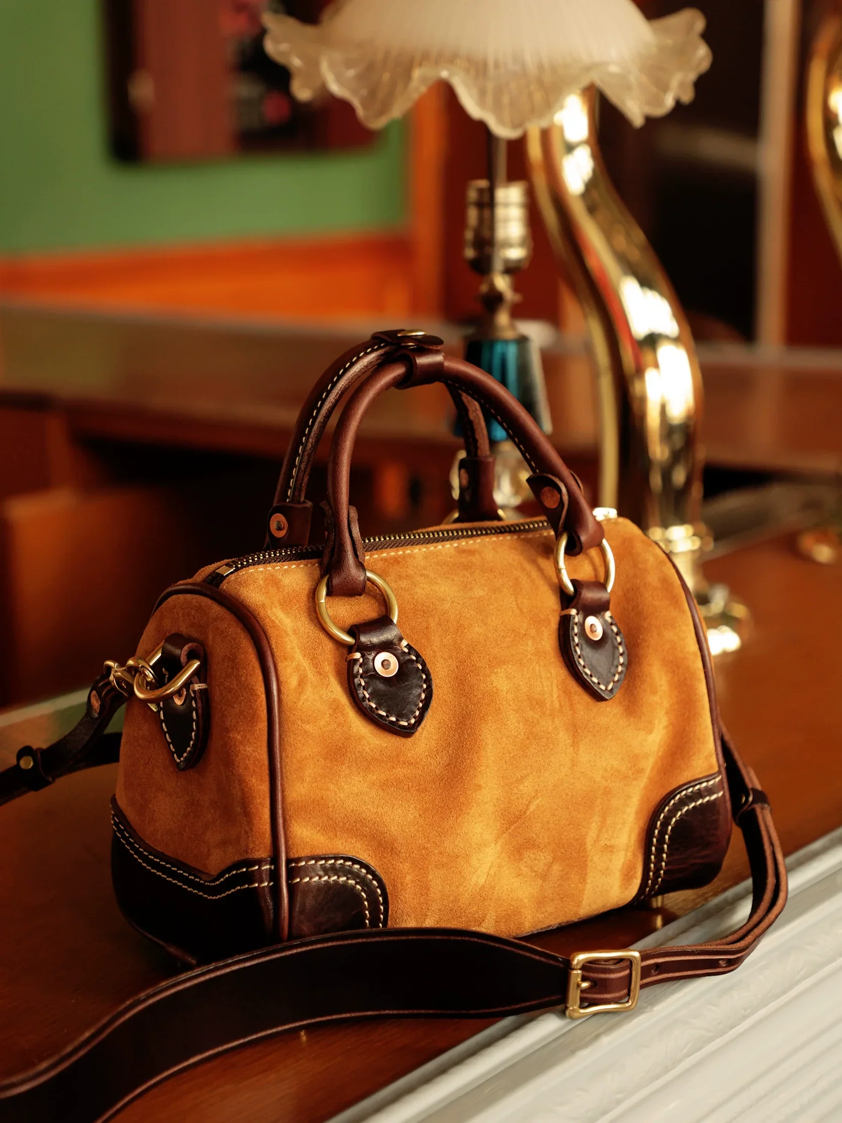 Suede Boston Satchel - Image 4