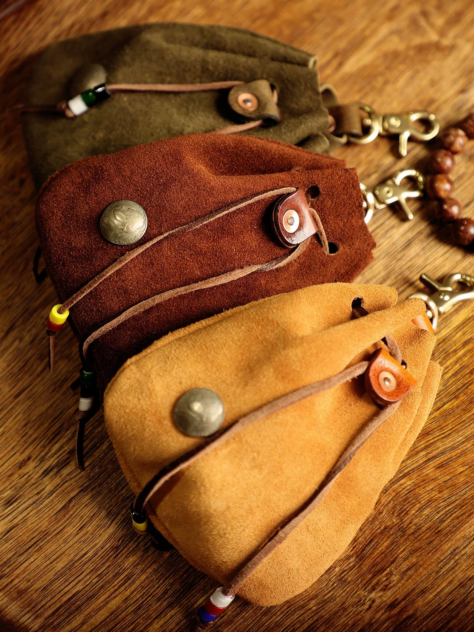 Suede Clip-On Drawstring Pouch - Image 3