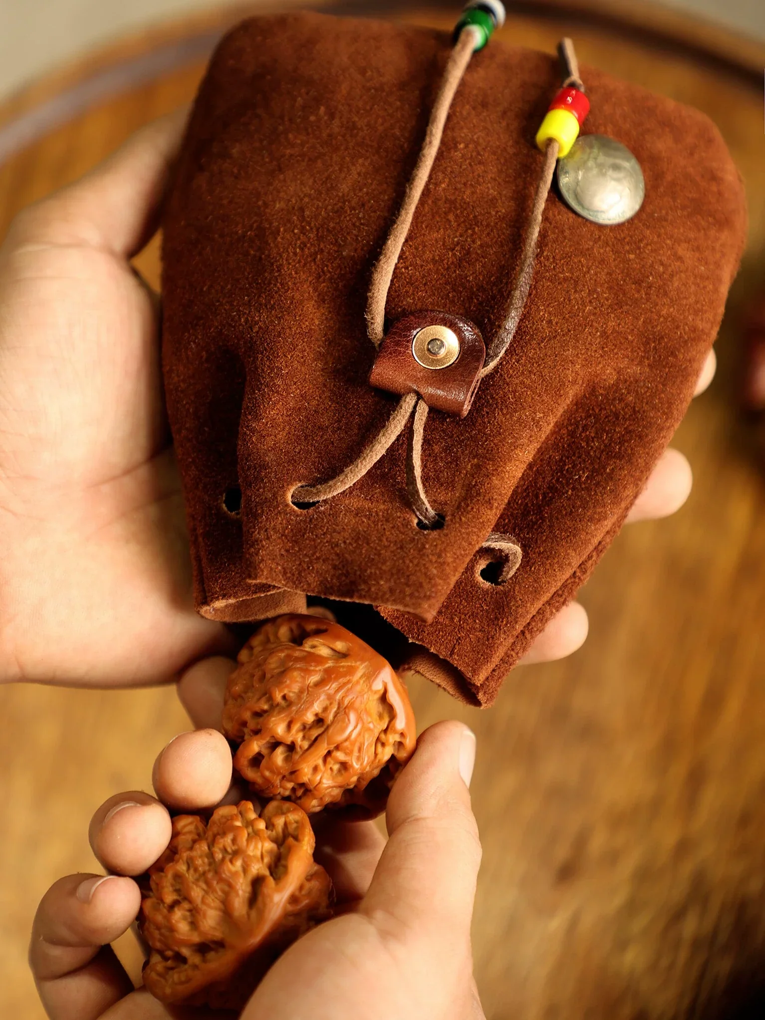 Suede Clip-On Drawstring Pouch - Image 4