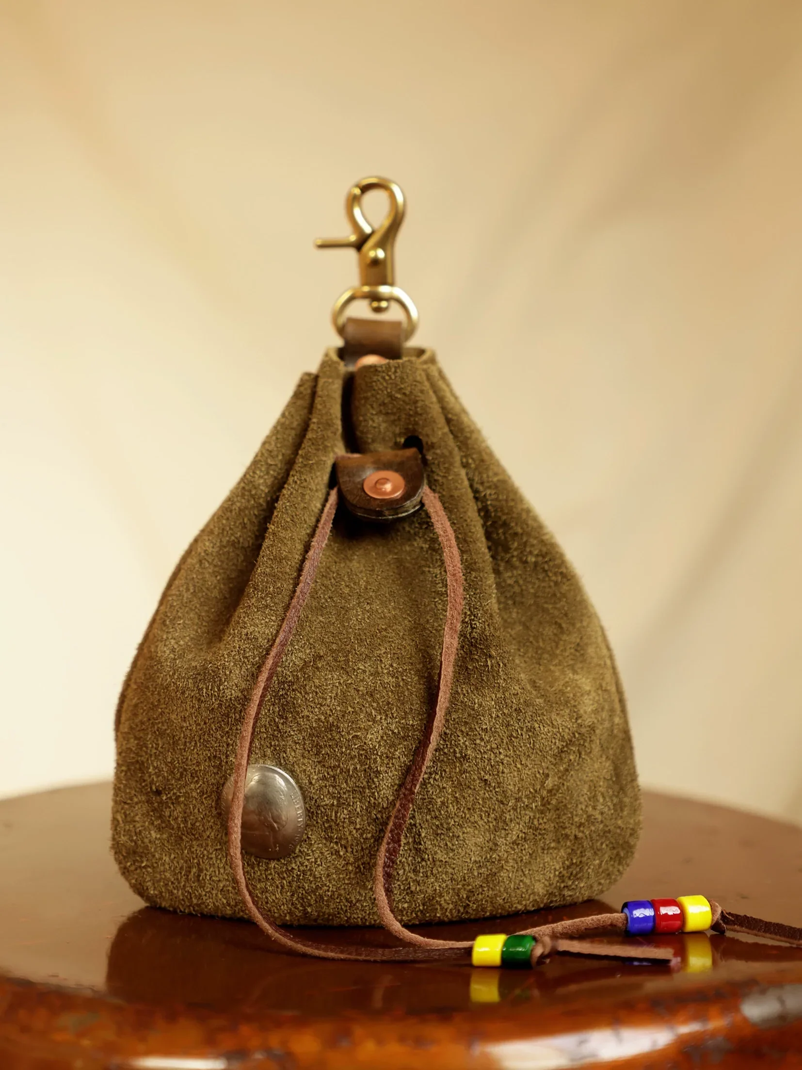 Suede Clip-On Drawstring Pouch - Image 7