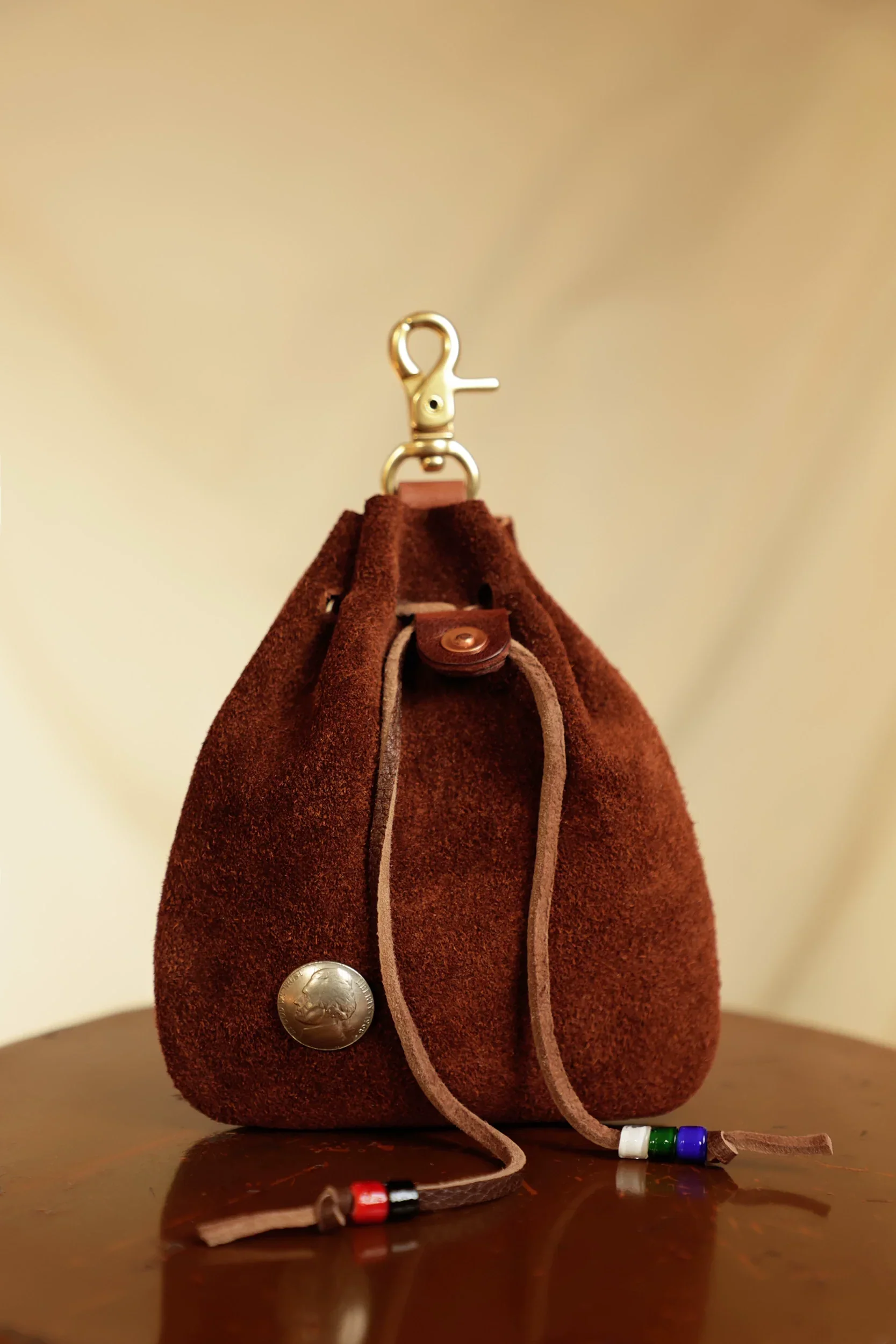 Suede Clip-On Drawstring Pouch - Image 8