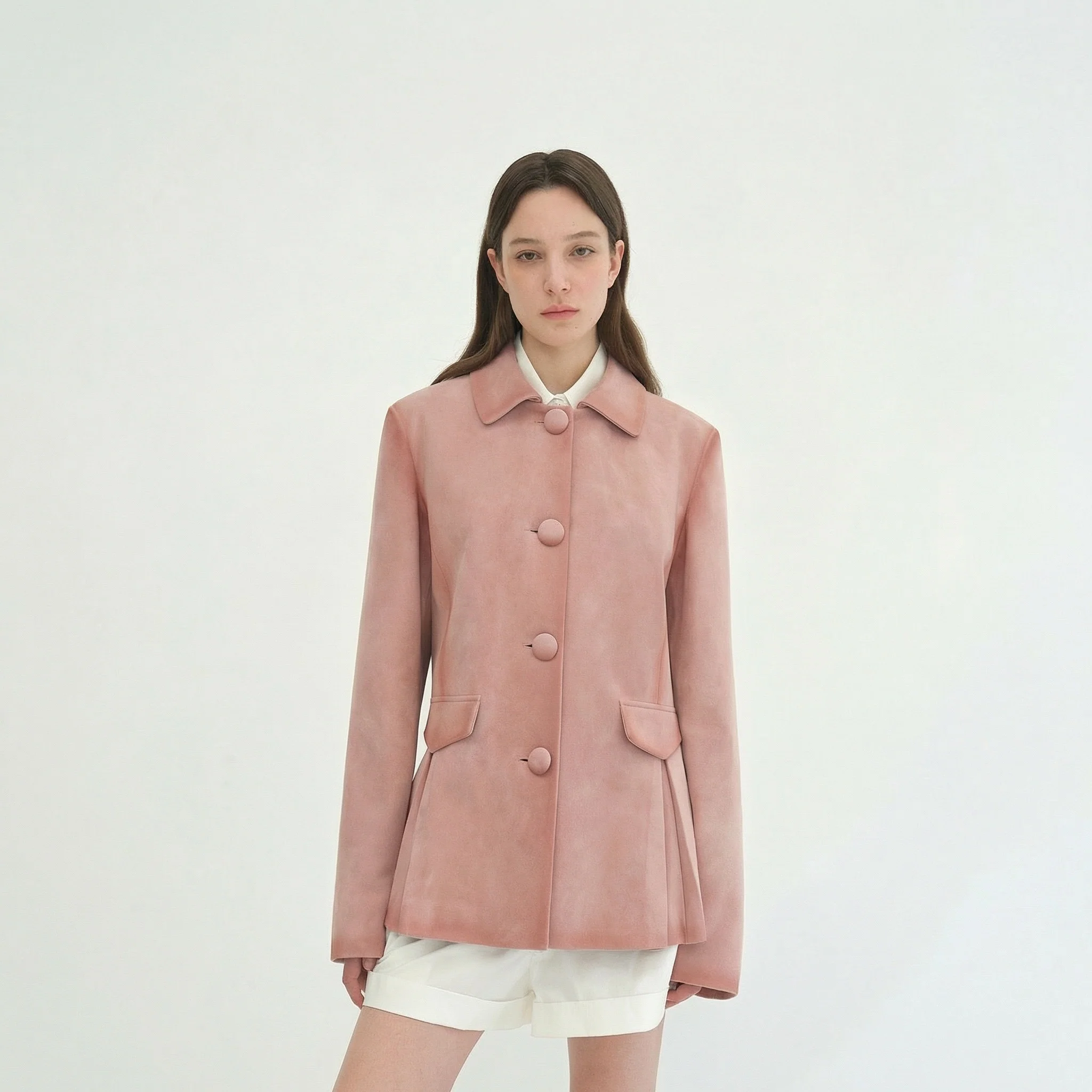 Suede Covered-Button Jacket - Image 5