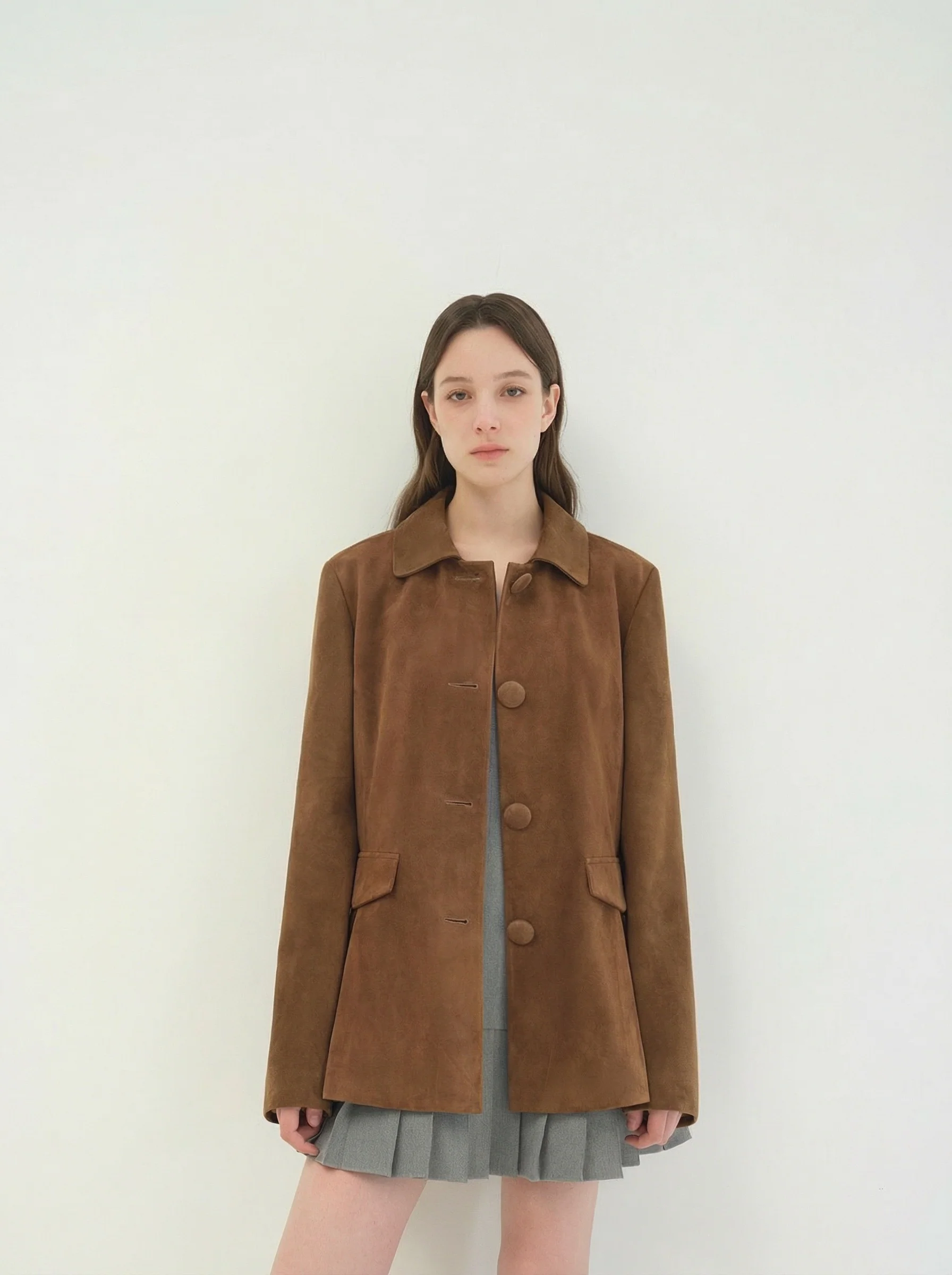 Suede Covered-Button Jacket - Image 7