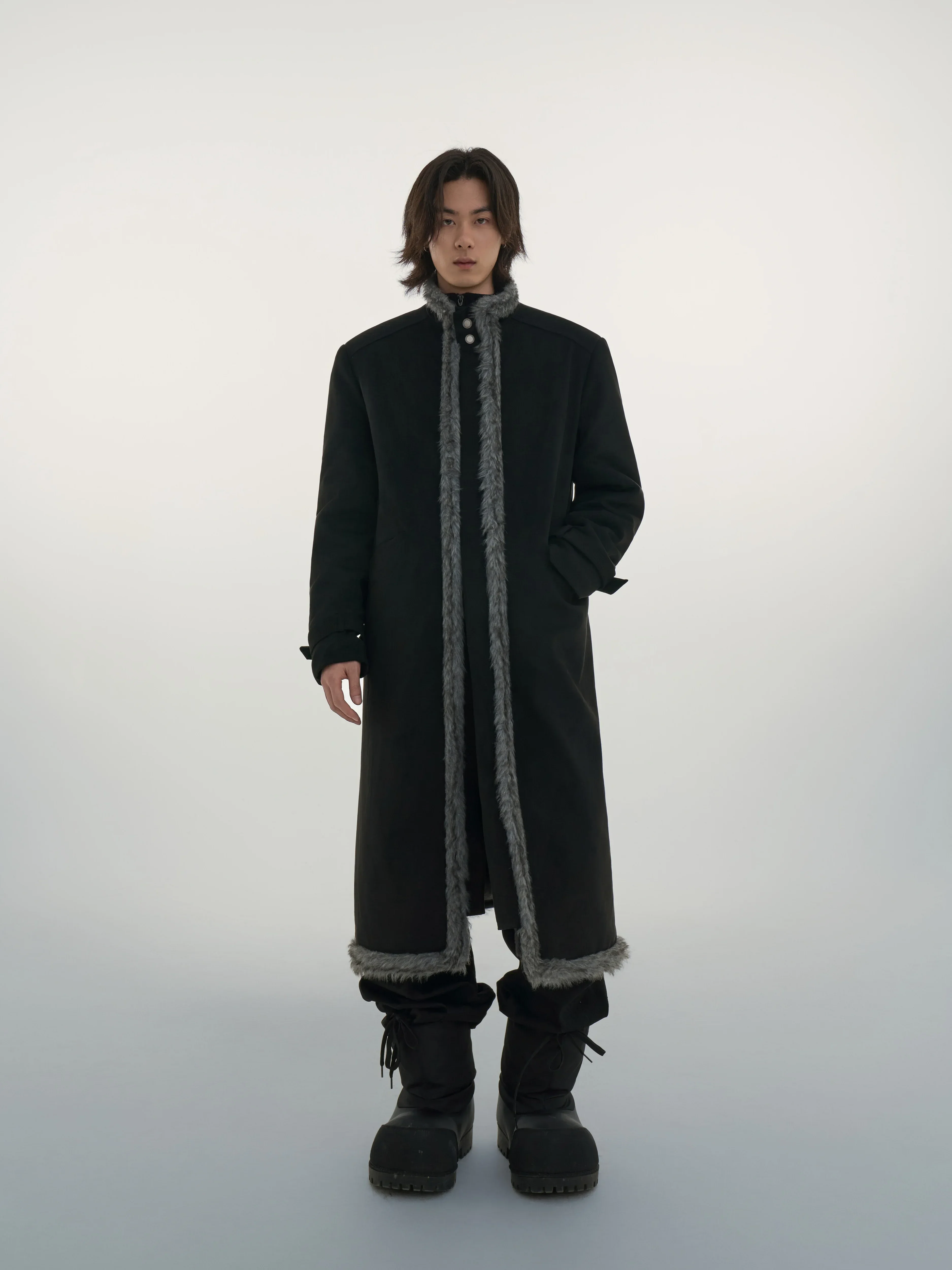Suede Faux-Fur Trim Overcoat - Image 3