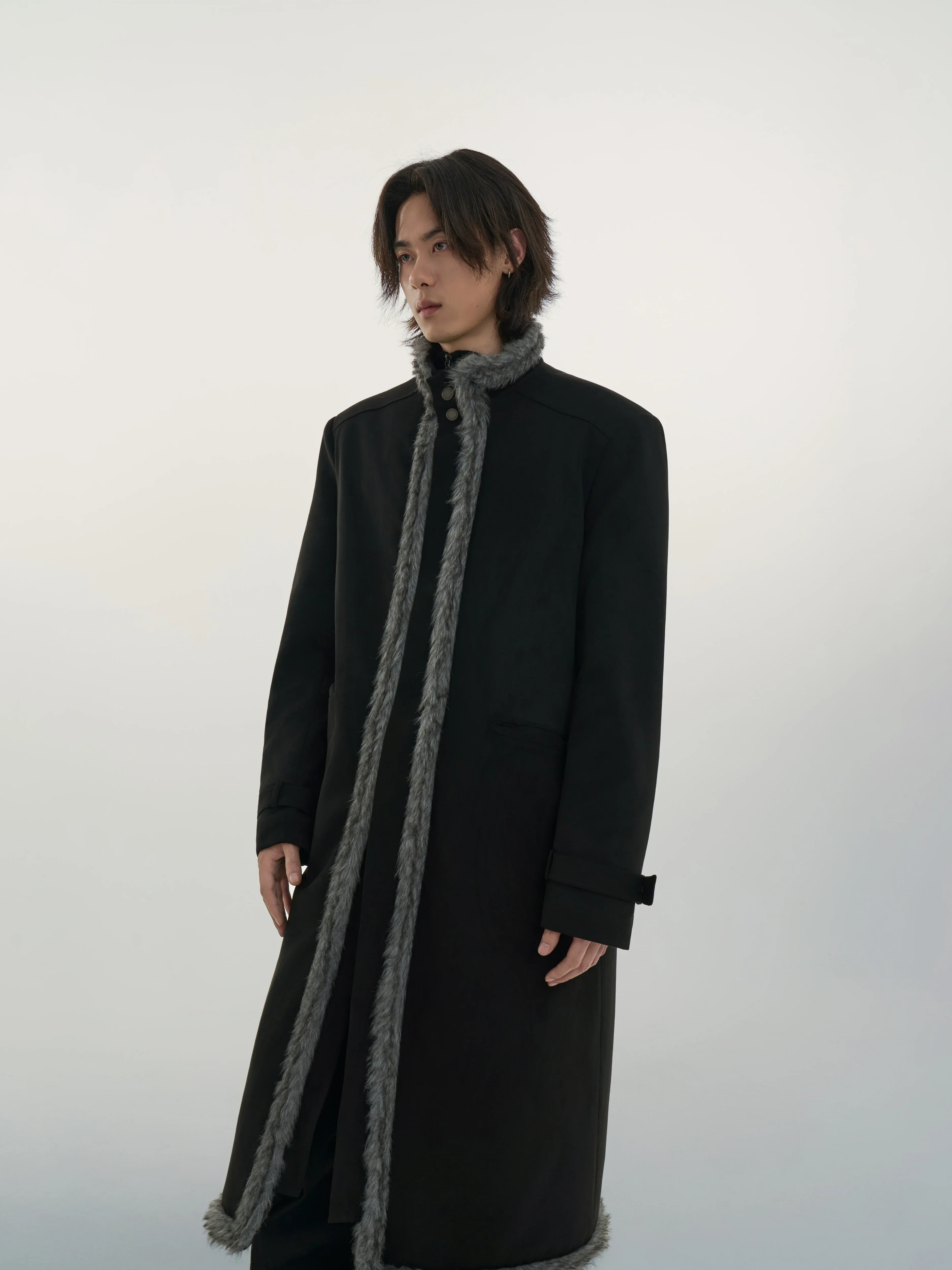 Suede Faux-Fur Trim Overcoat - Image 4