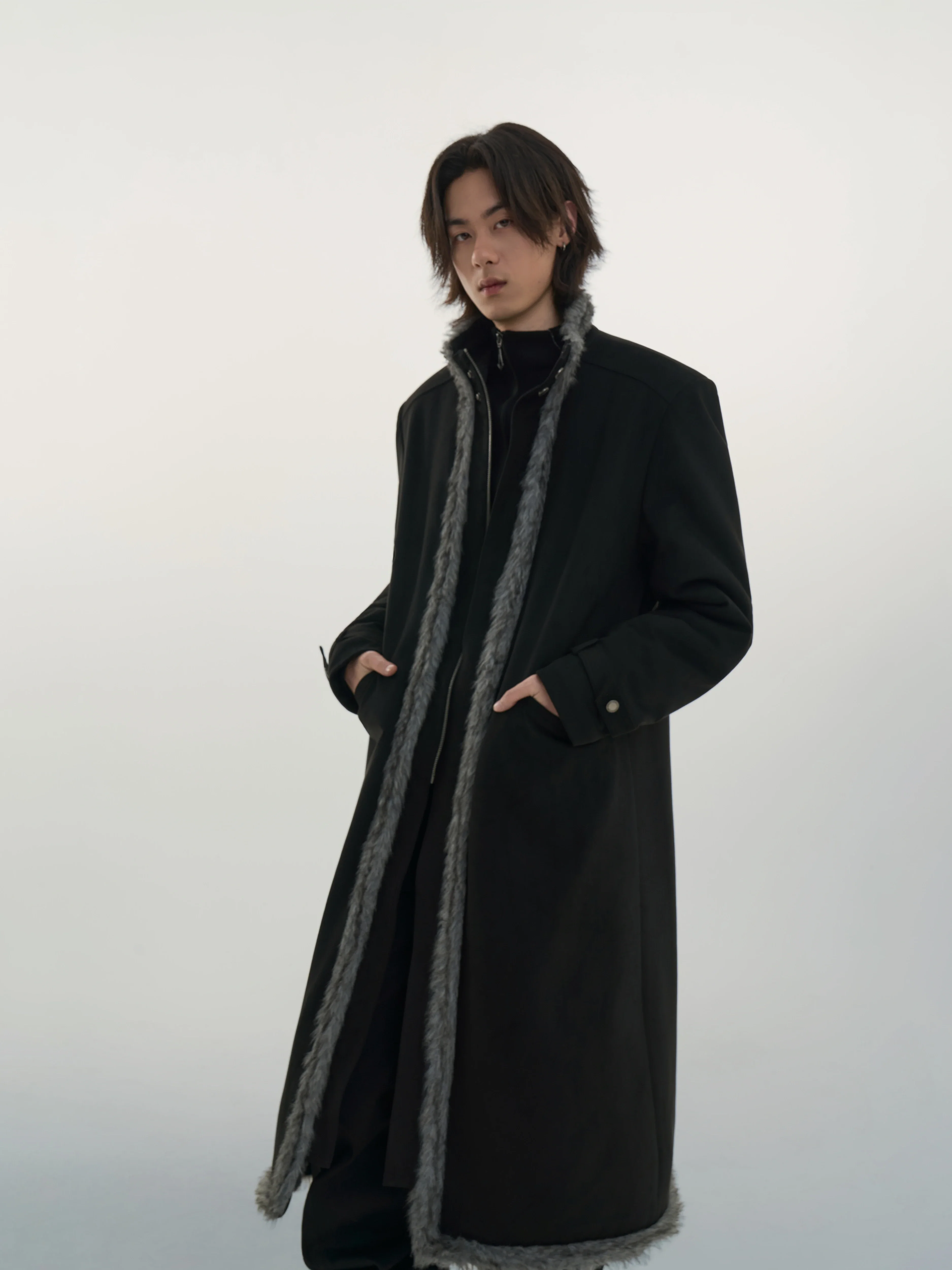 Suede Faux-Fur Trim Overcoat - Image 5