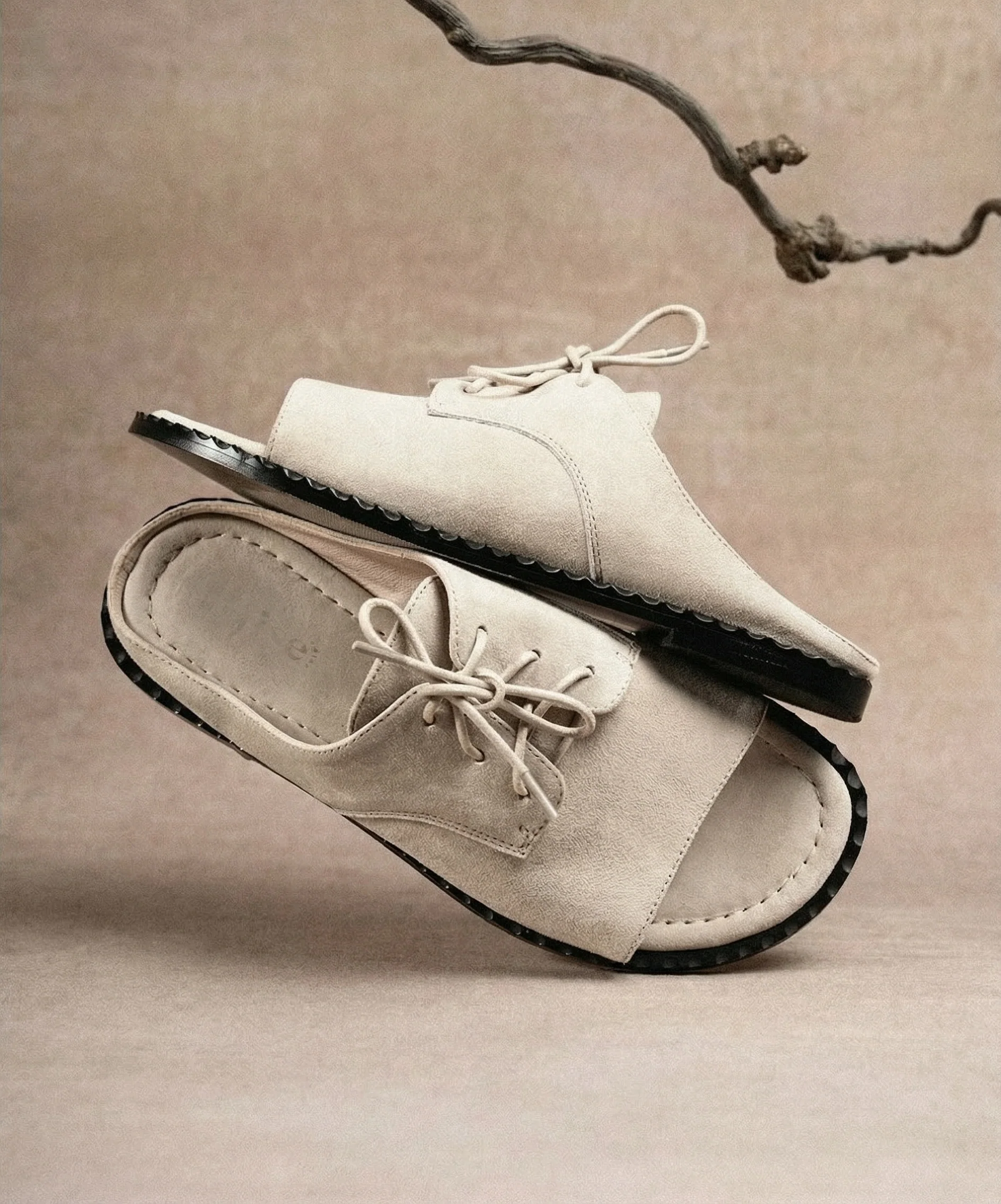Suede Lace-Up Peep-Toe Mule - Image 5