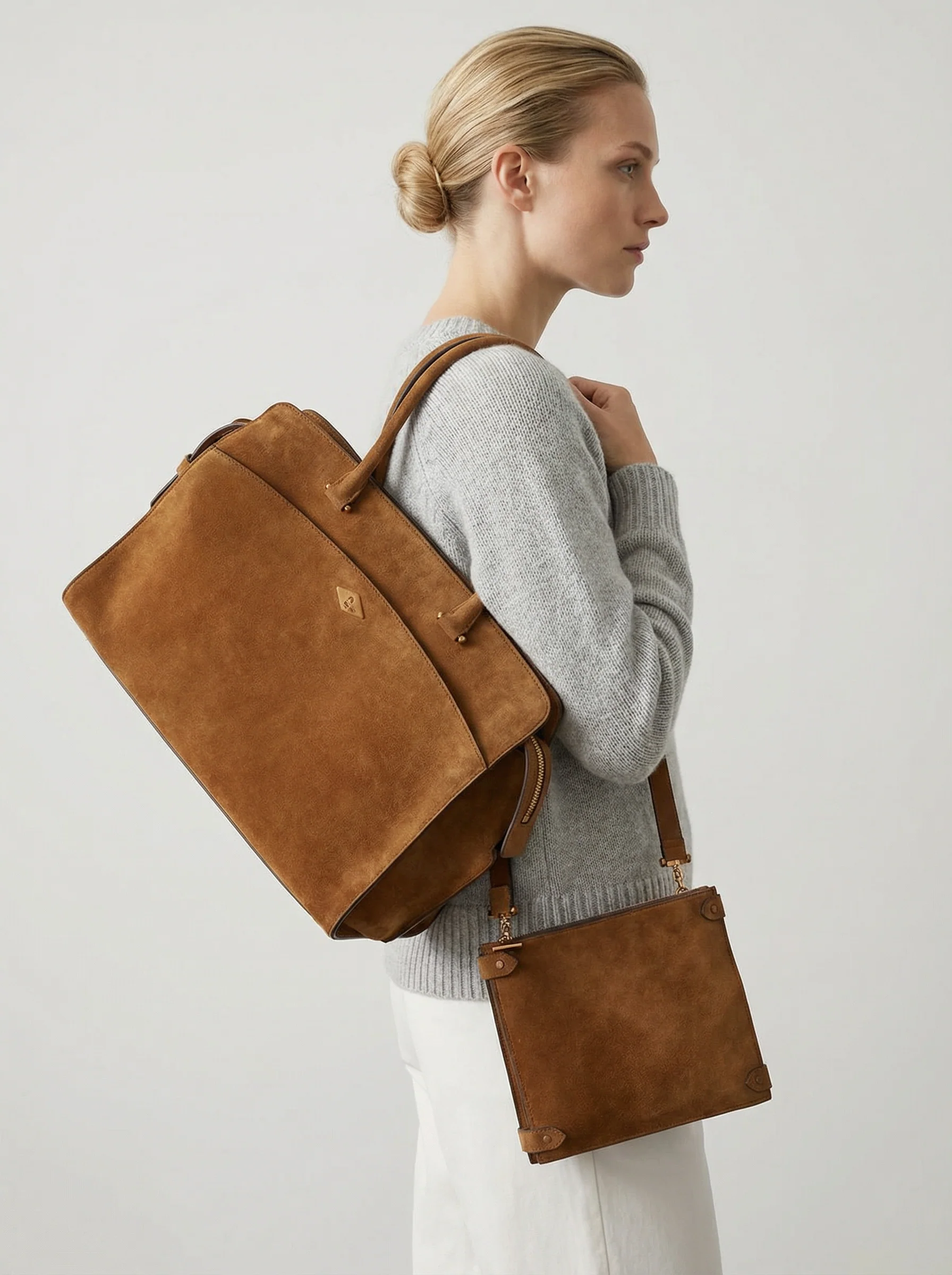 Suede Satchel Set