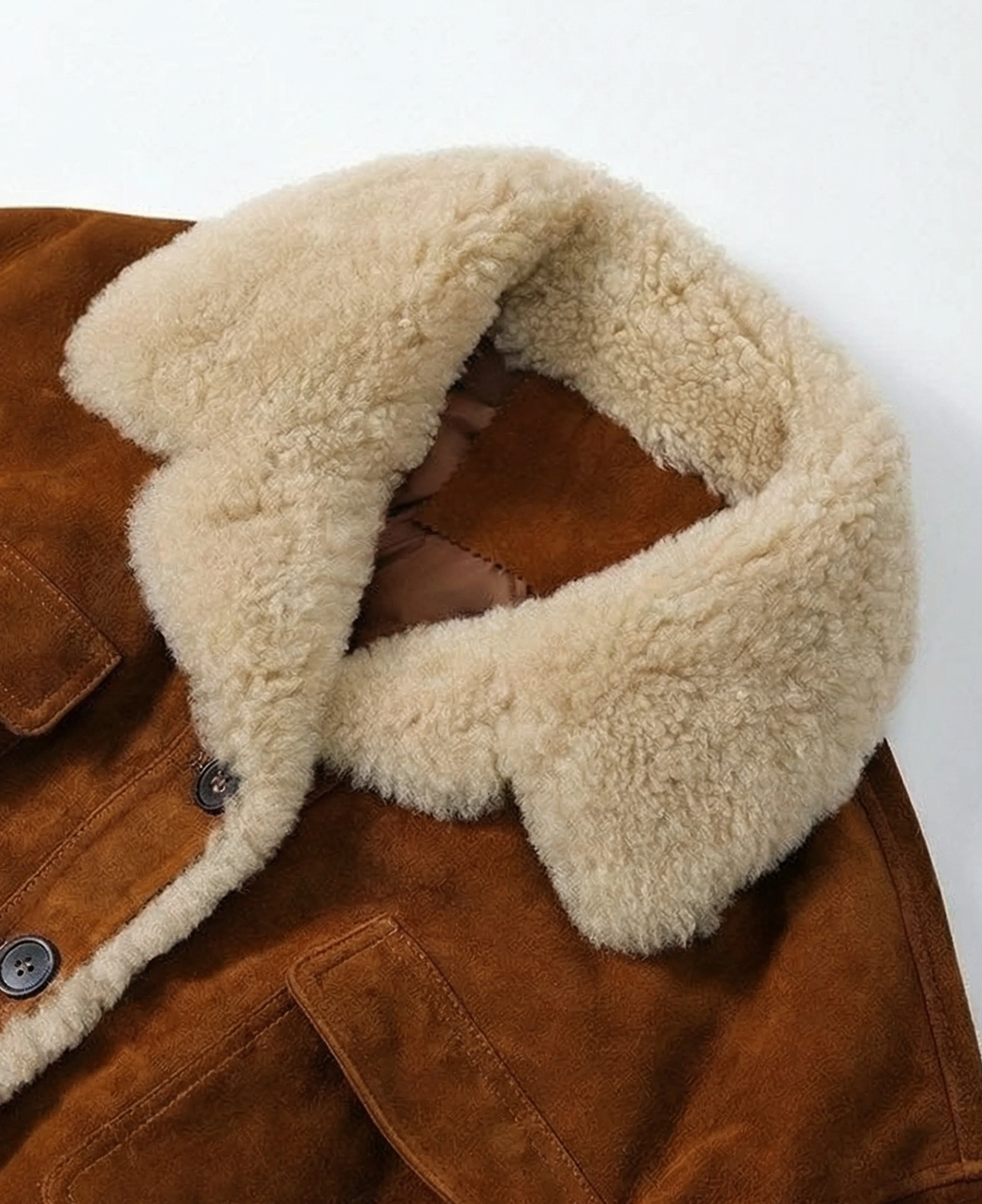 Suede Shearling Belted Jacket - Image 5