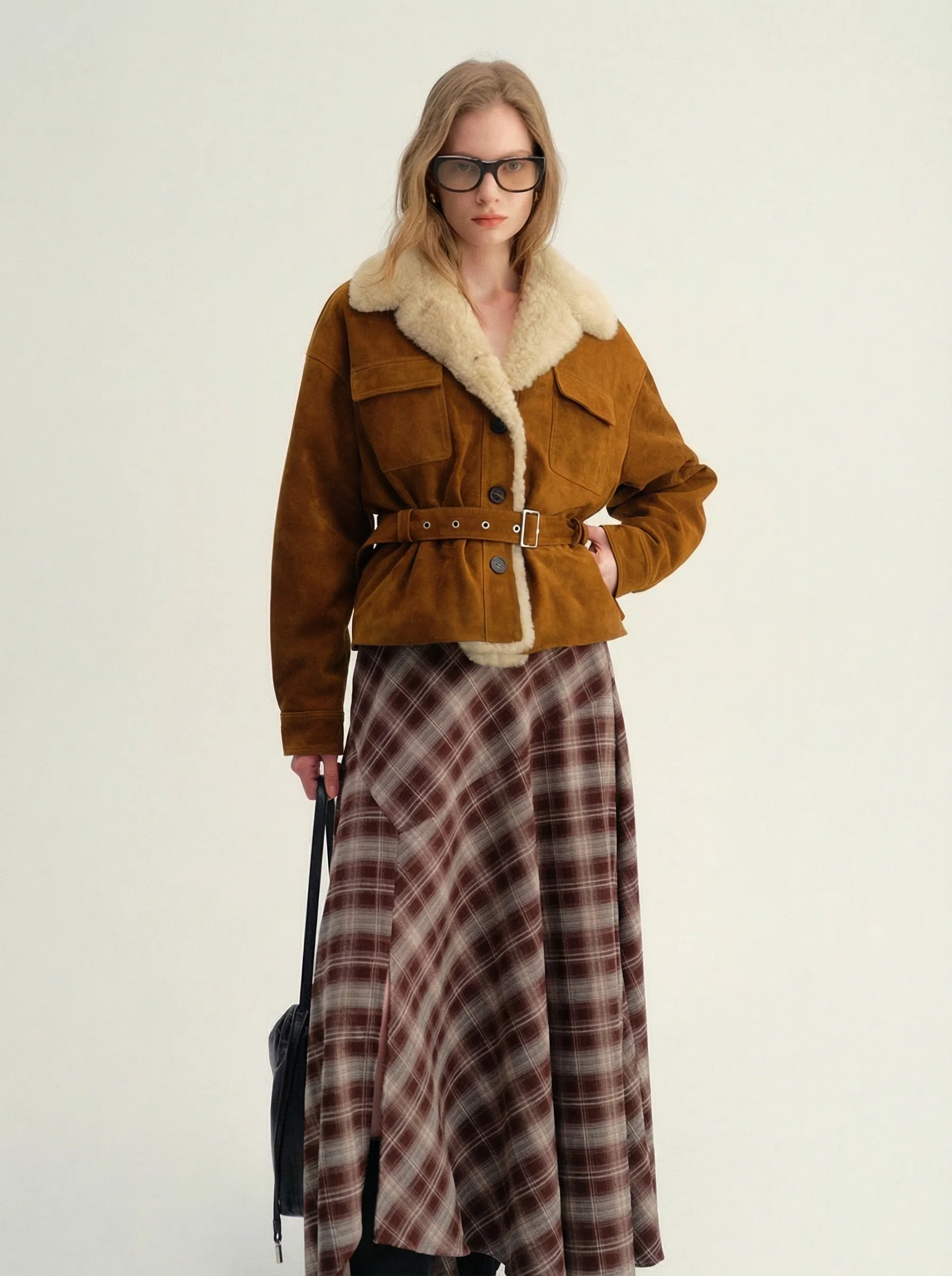 Suede Shearling Belted Jacket - Image 6