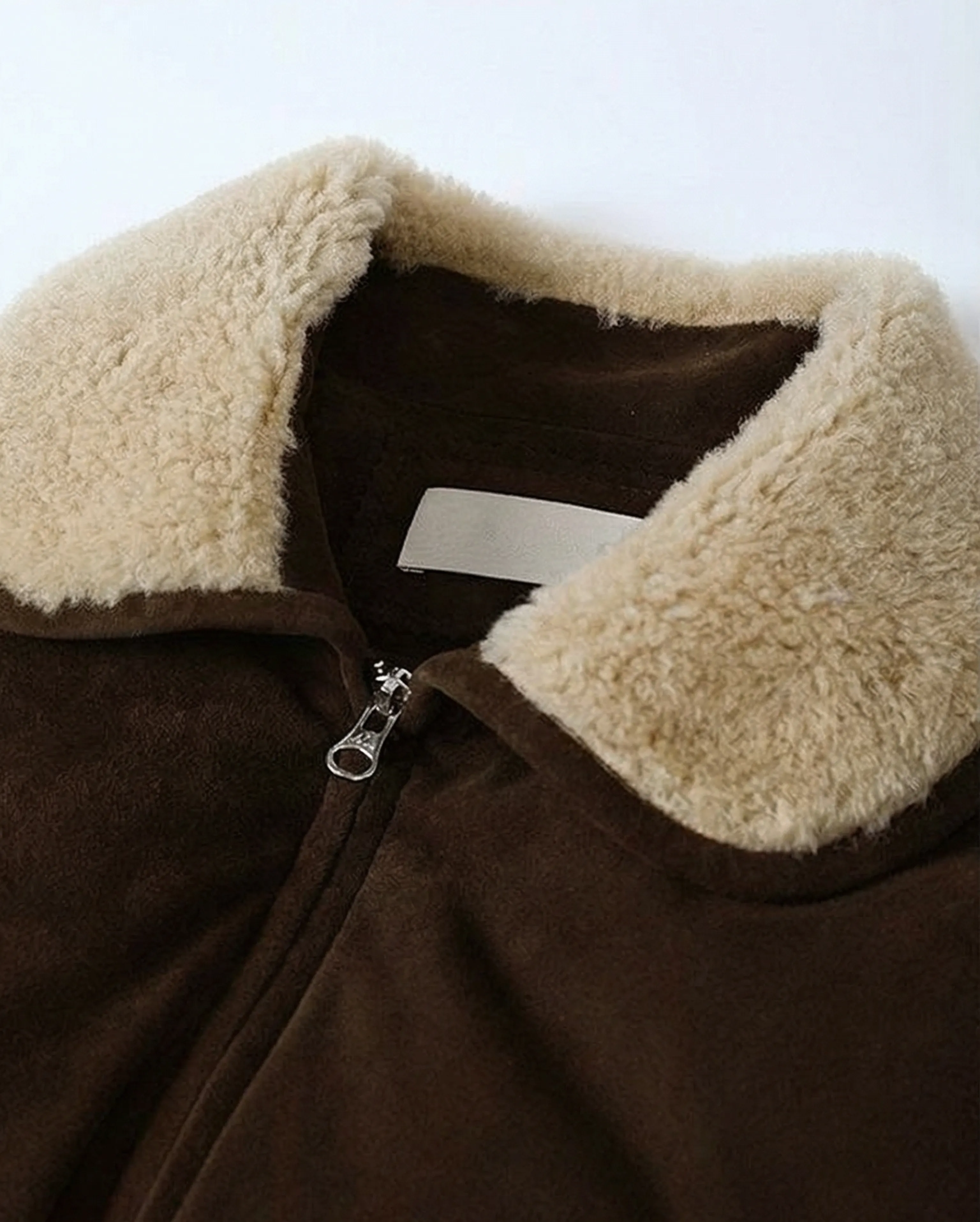 Suede Shearling Collar Down Bomber - Image 6