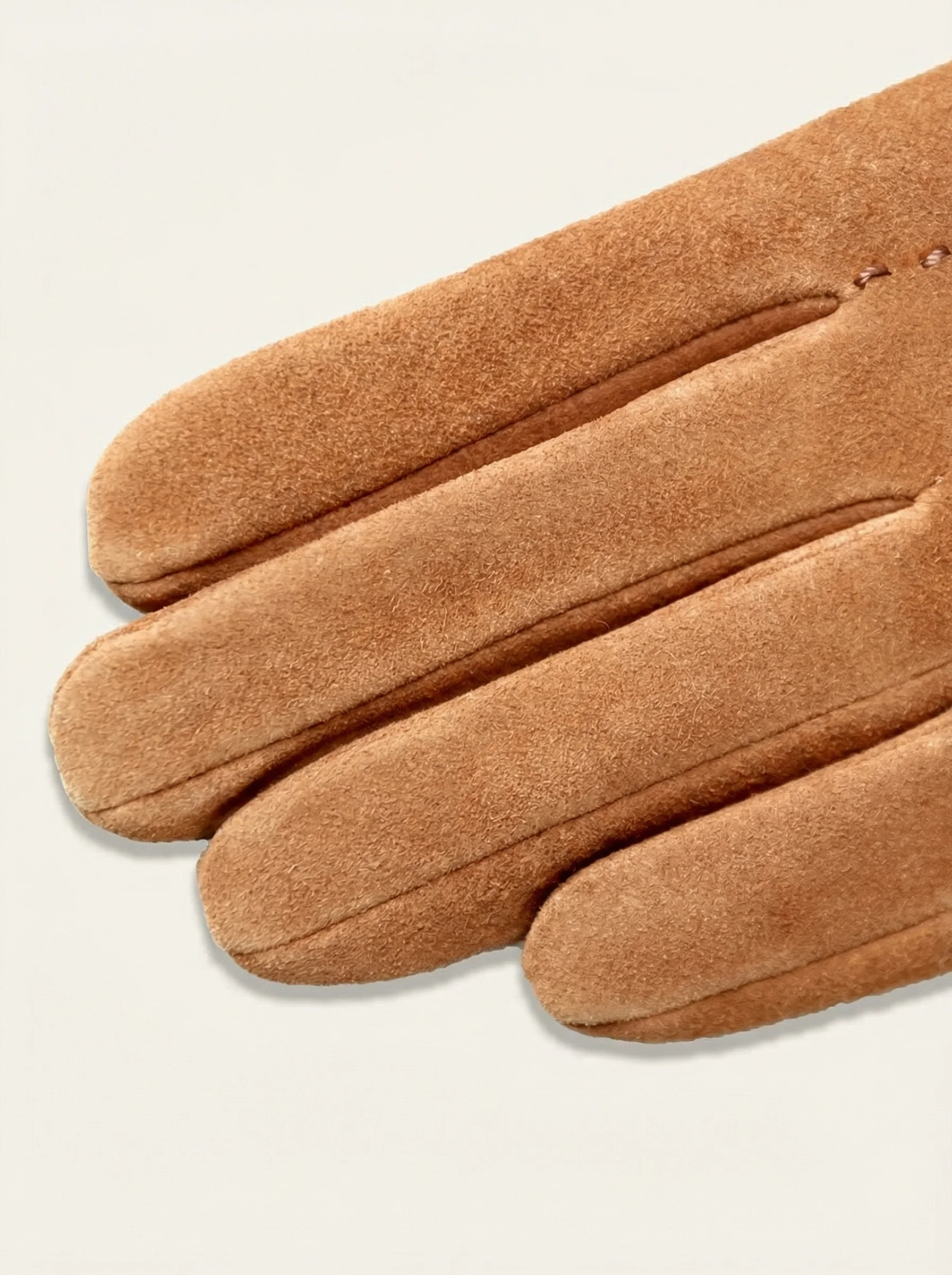Suede Shearling Neck-Strap Gloves