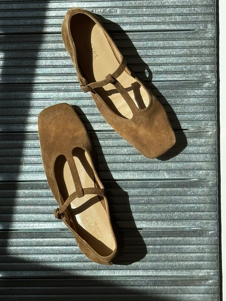 Suede T-Strap Flats - Image 5