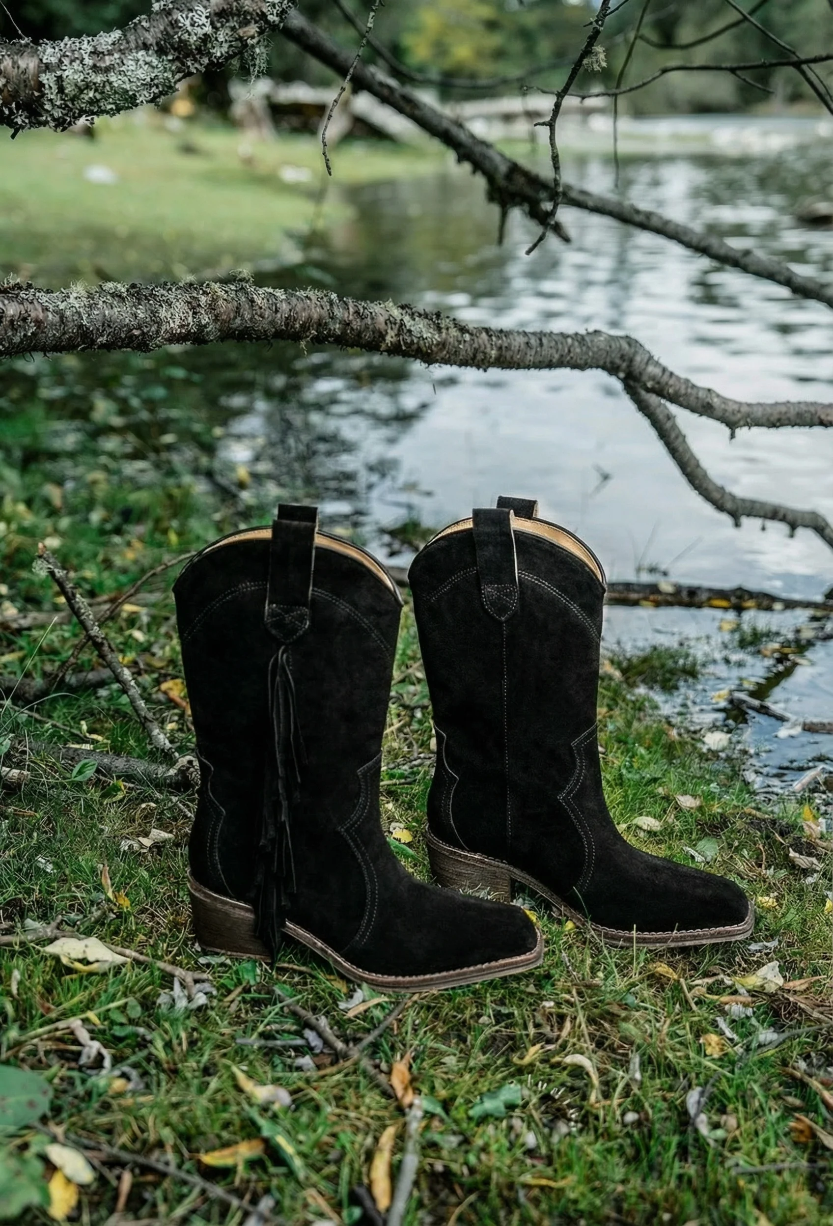 Suede Tassel Western Boots - Image 5