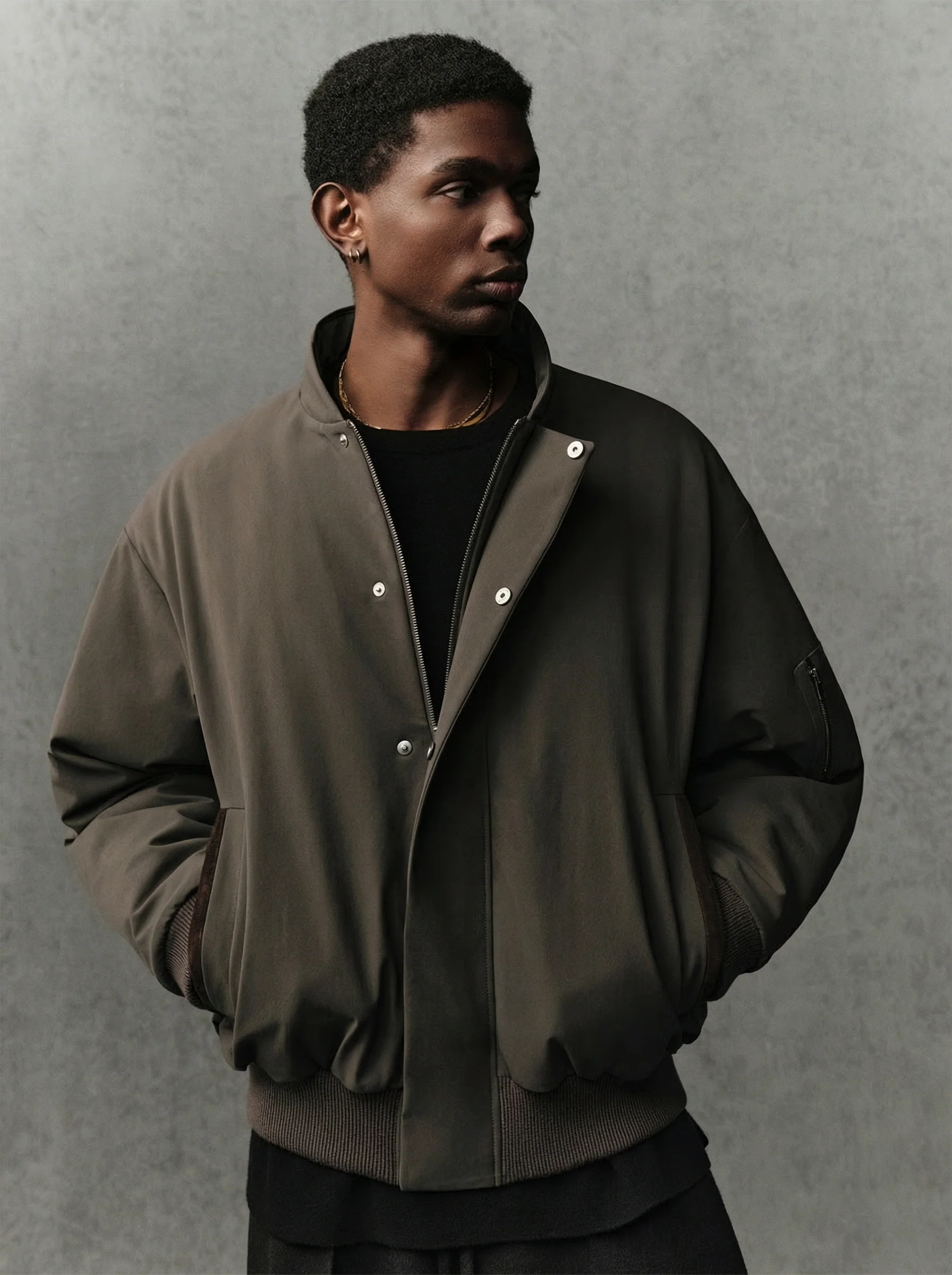 Suede-Trim Bomber - Image 6